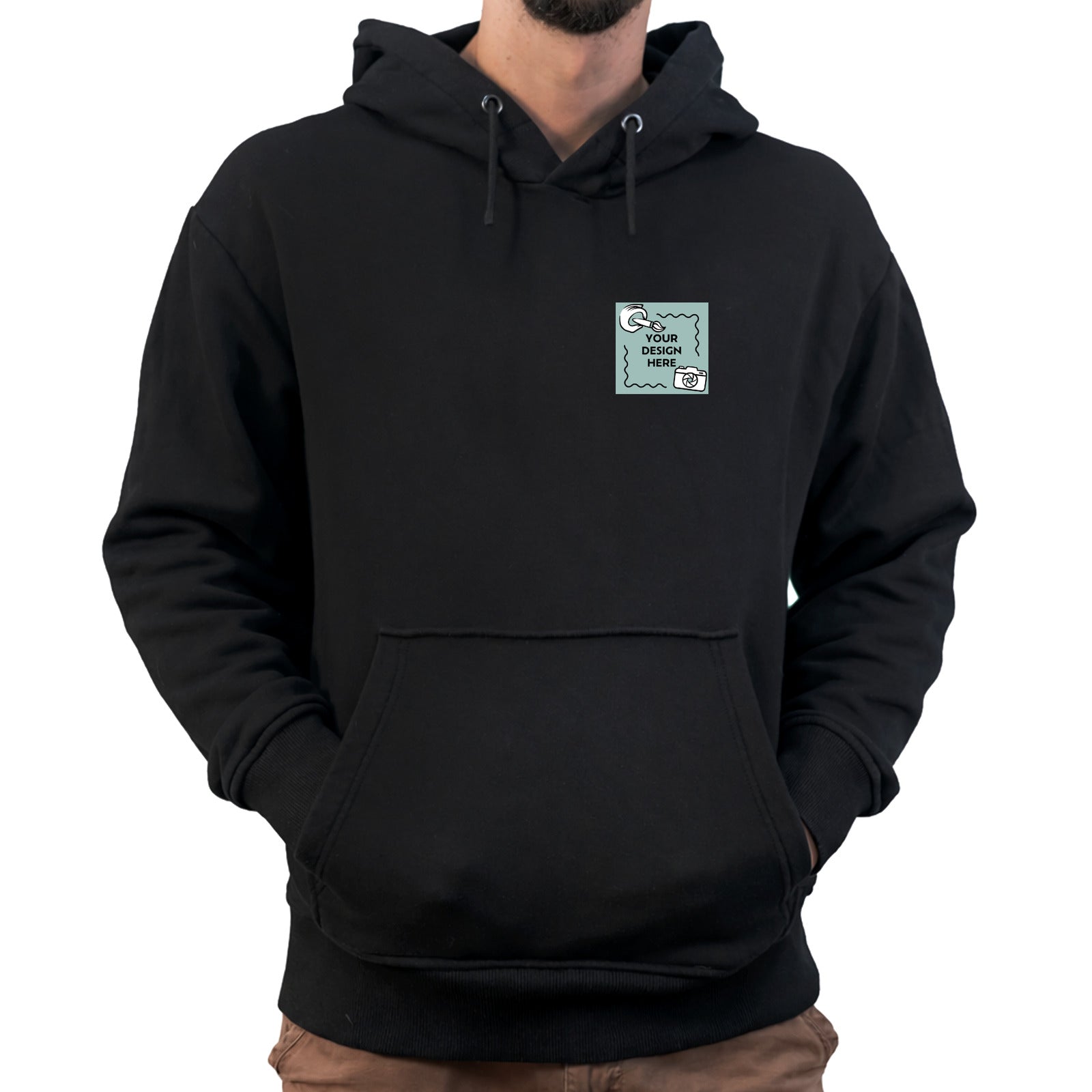 Herren Hoodie mit eigenem Logo und Druck auf dem Rücken