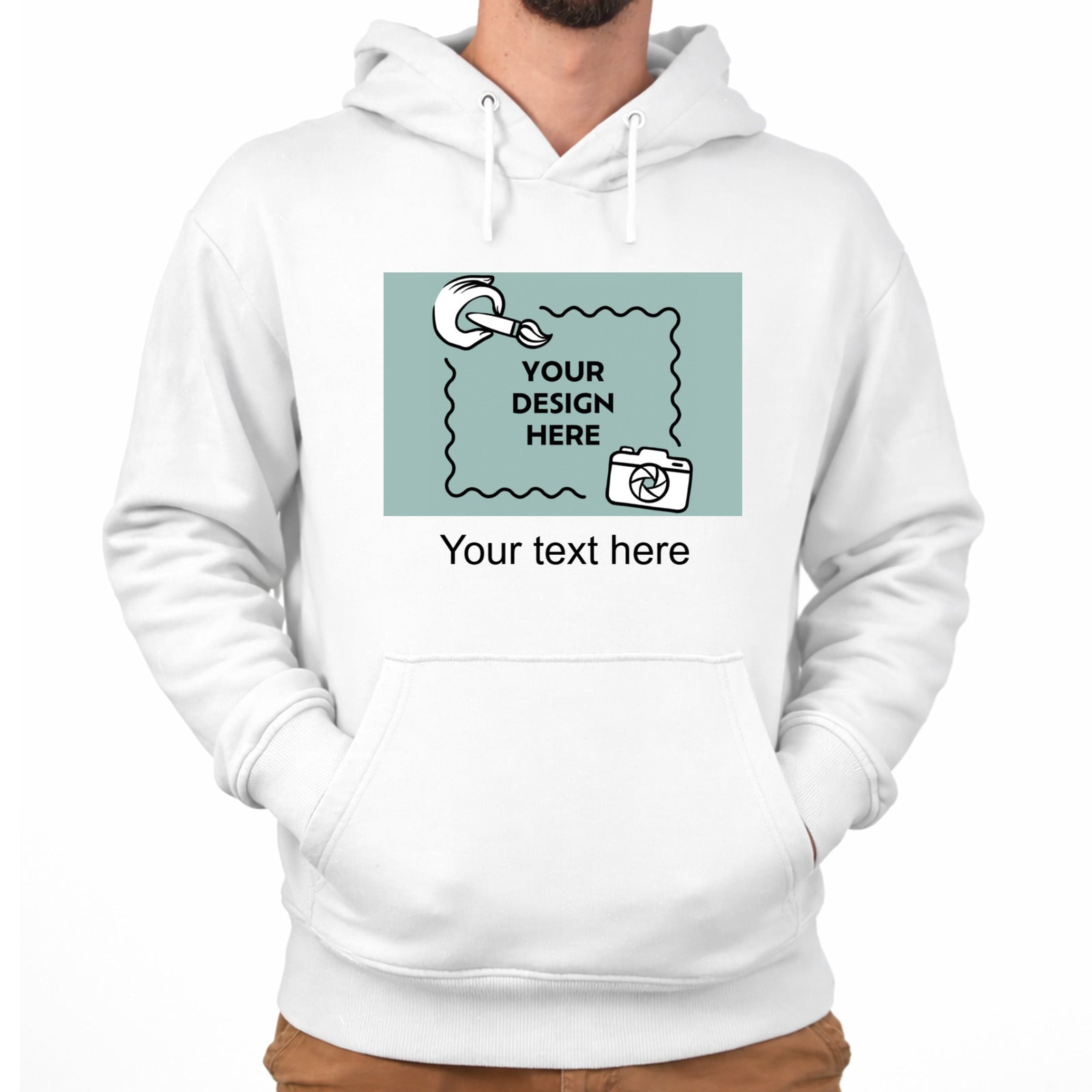 Herren Hoodie mit eigenem Druck und Schriftzug auf der Vorderseite