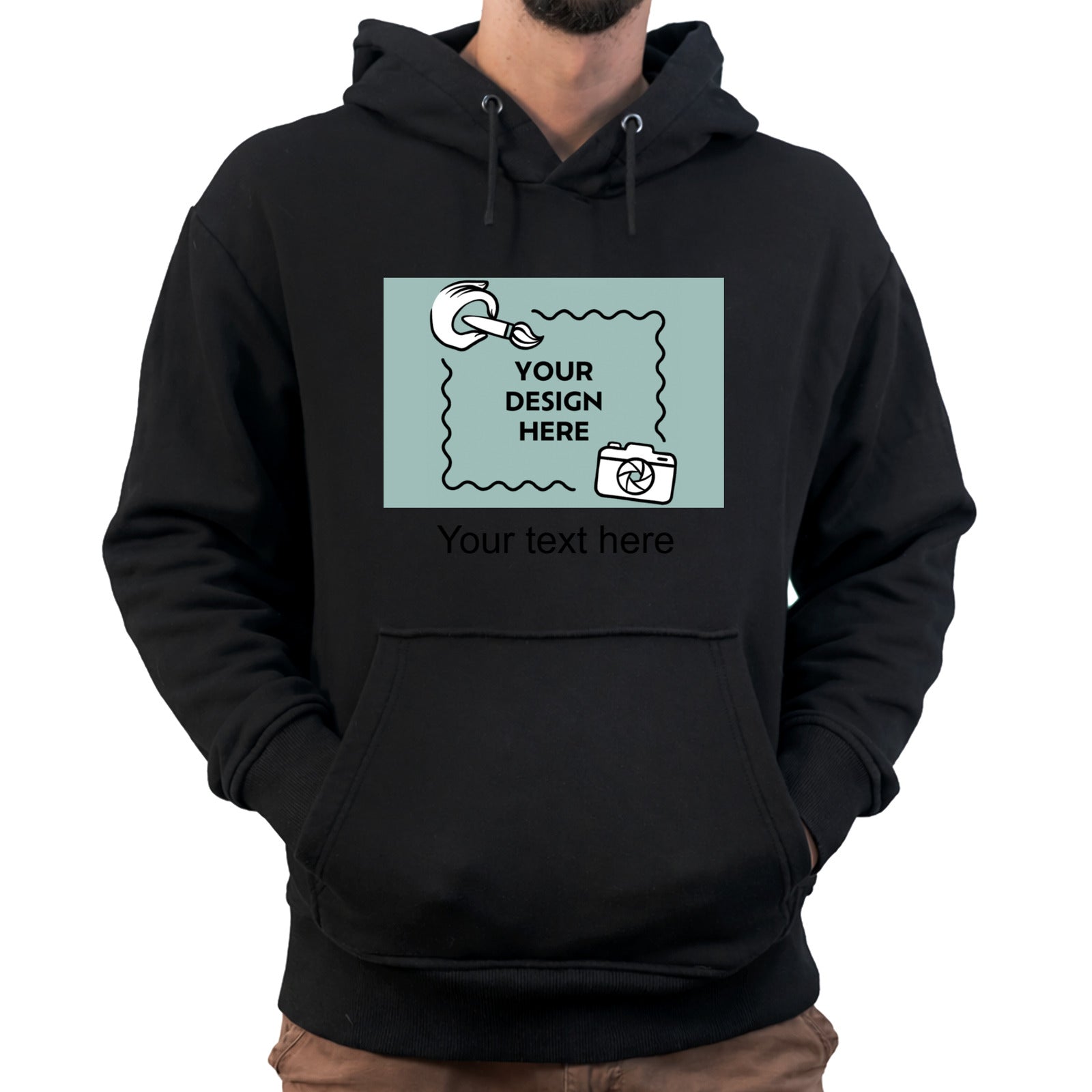 Herren Hoodie mit eigenem Druck und Schriftzug auf der Vorderseite