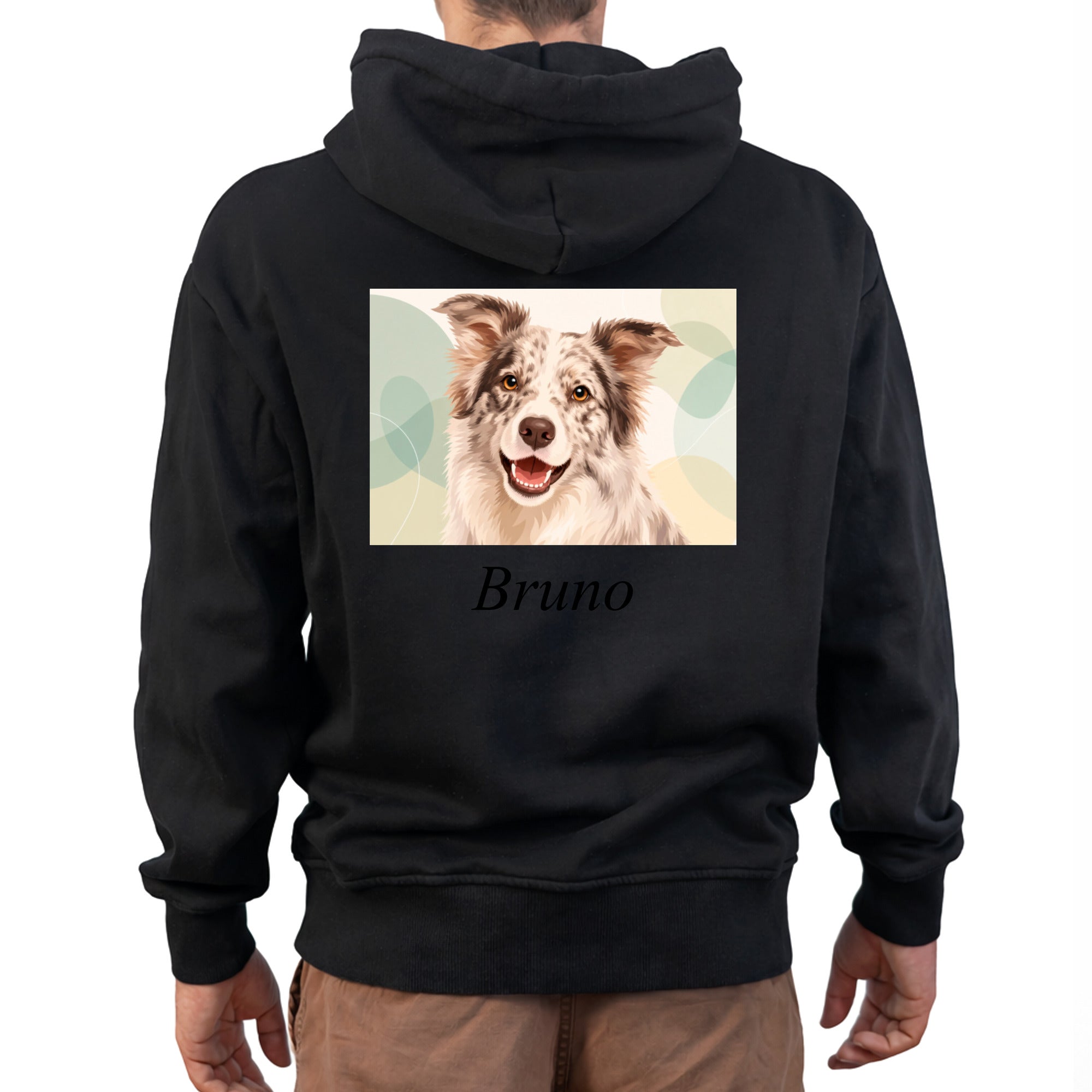 Herren-Sweatshirt mit künstlerischem Aufdruck und Schriftzug auf dem Rücken