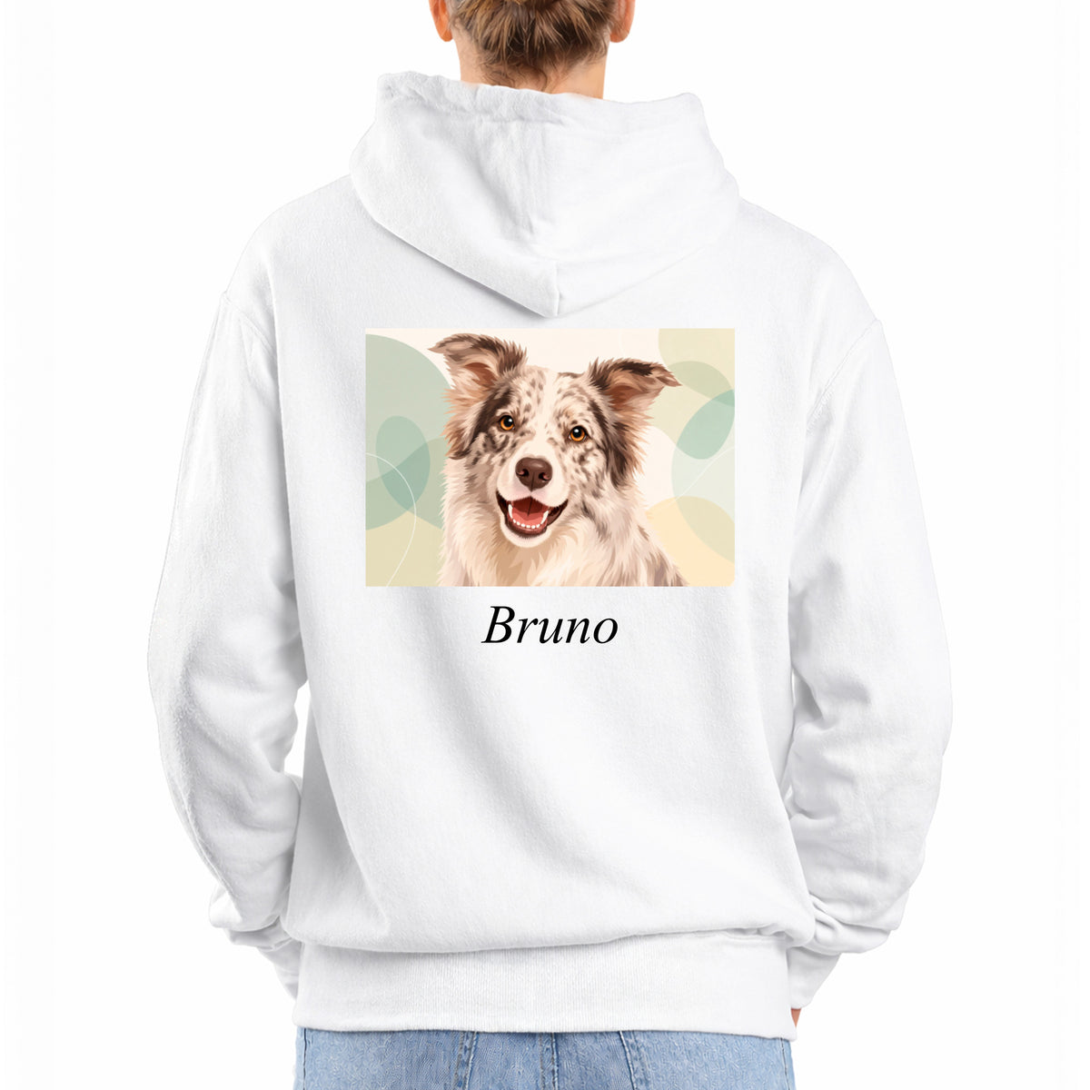 Damen-Sweatshirt mit künstlerischem Aufdruck und Schriftzug auf dem Rücken