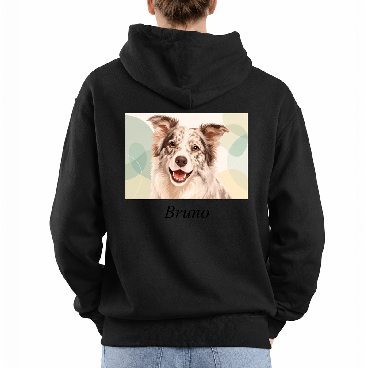 Damen-Sweatshirt mit künstlerischem Aufdruck und Schriftzug auf dem Rücken