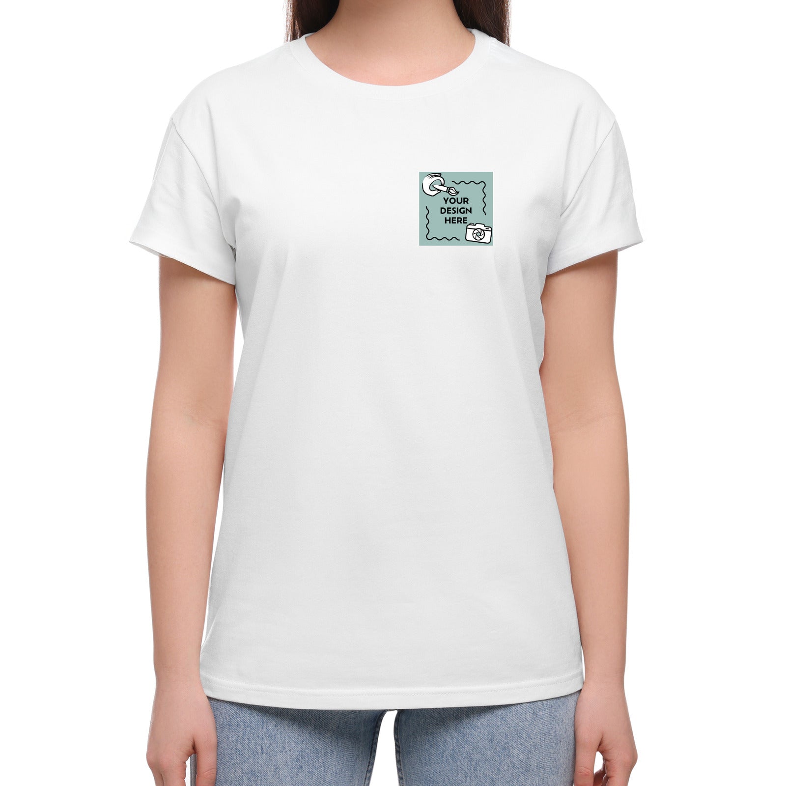 Damen T-Shirt mit eigenem Logo und Druck auf dem Rücken