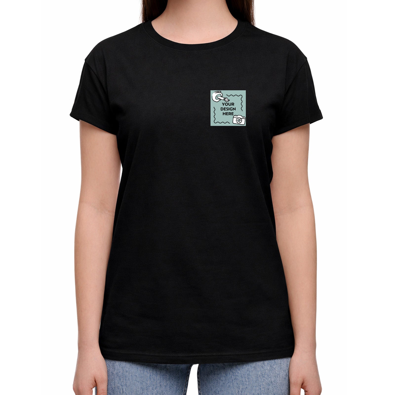 Damen T-Shirt mit eigenem Logo und Druck auf dem Rücken