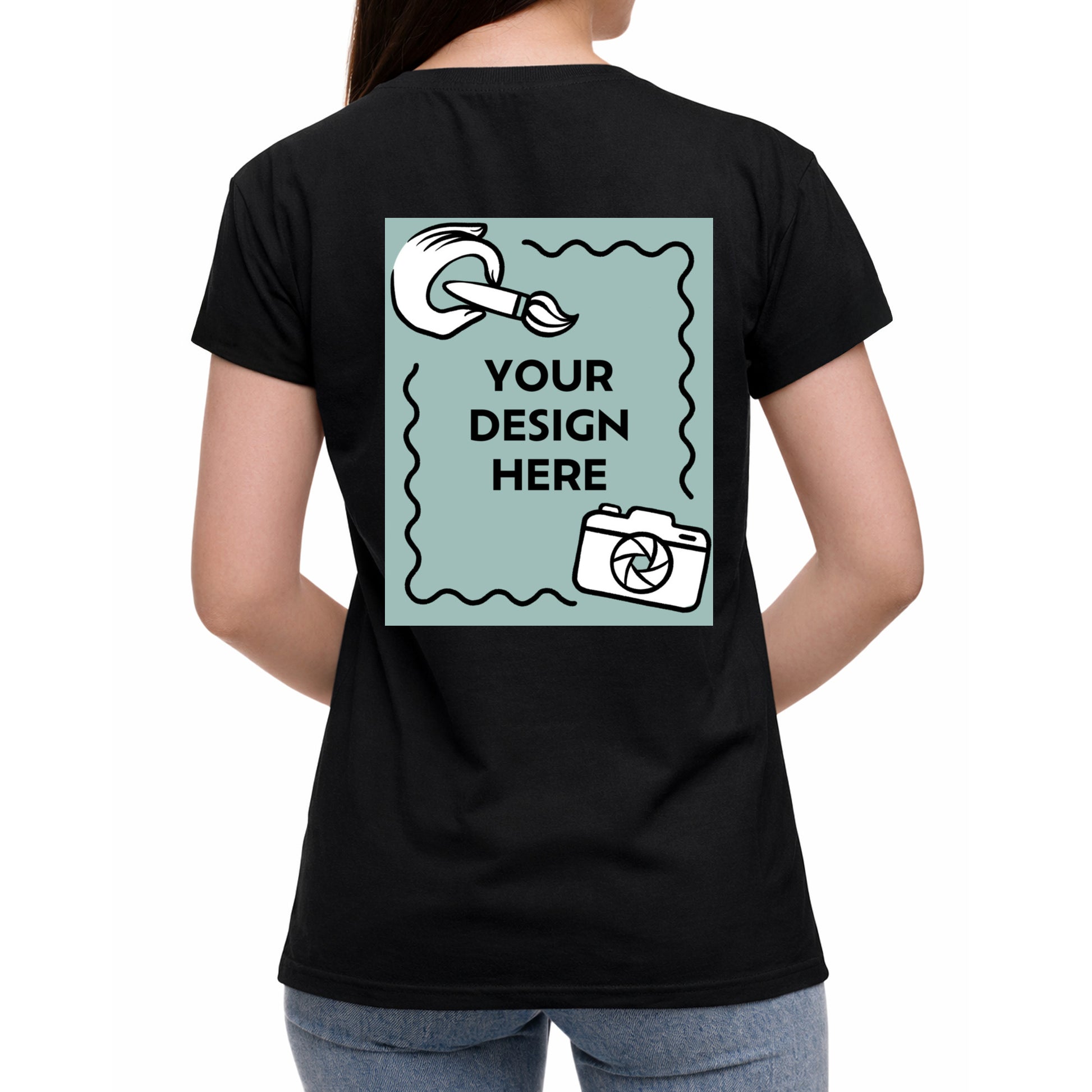 Damen T-Shirt mit eigenem Logo und Druck auf dem Rücken