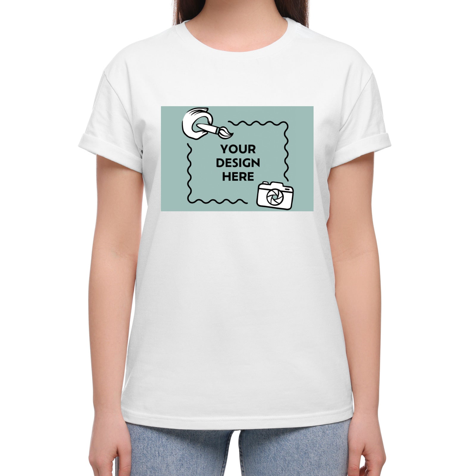 Damen T-Shirt mit horizontalem eigenem Druck