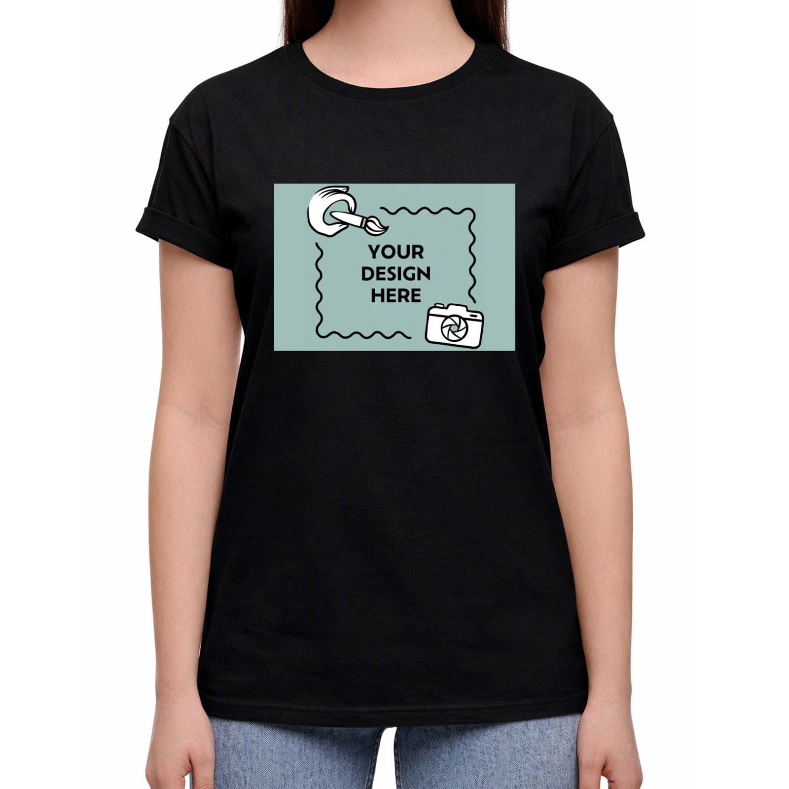 Damen T-Shirt mit horizontalem eigenem Druck