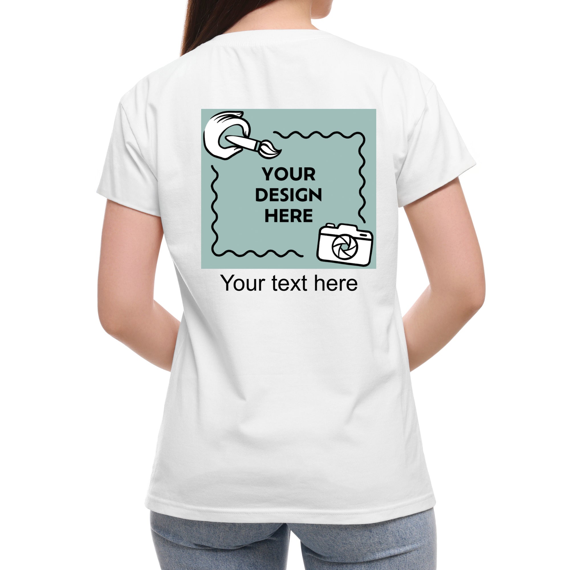 Damen T-Shirt mit eigenem Druck und Schriftzug auf dem Rücken