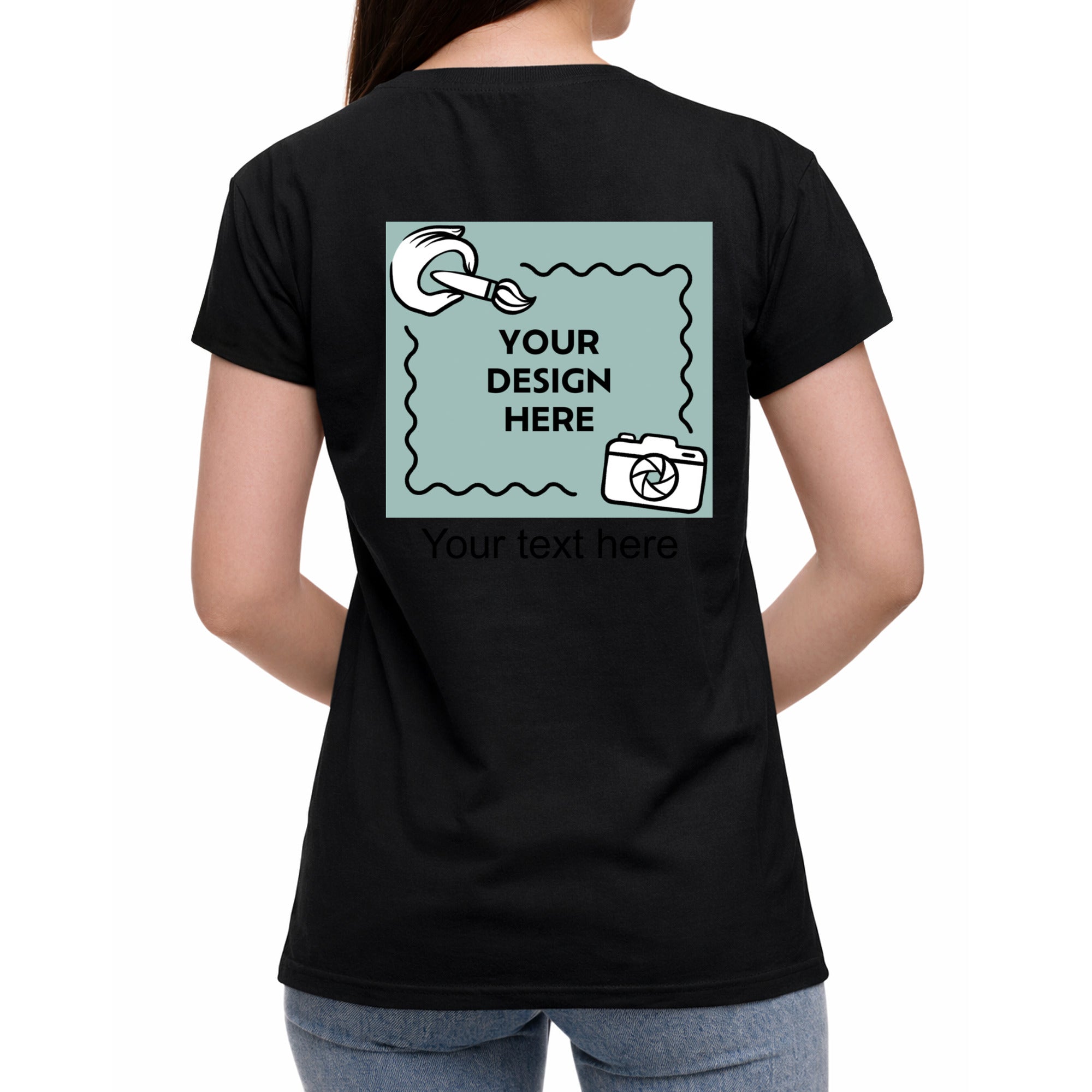 Damen T-Shirt mit eigenem Druck und Schriftzug auf dem Rücken