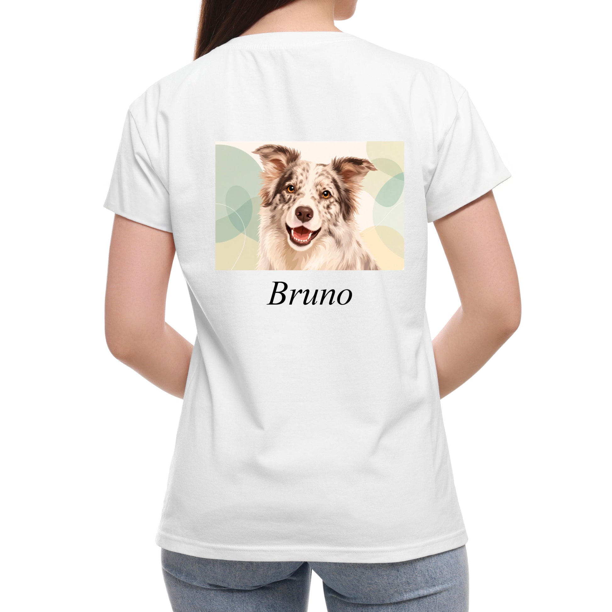 Damen-T-Shirt mit Druck mit künstlerischem Effekt und Schriftzug auf dem Rücken