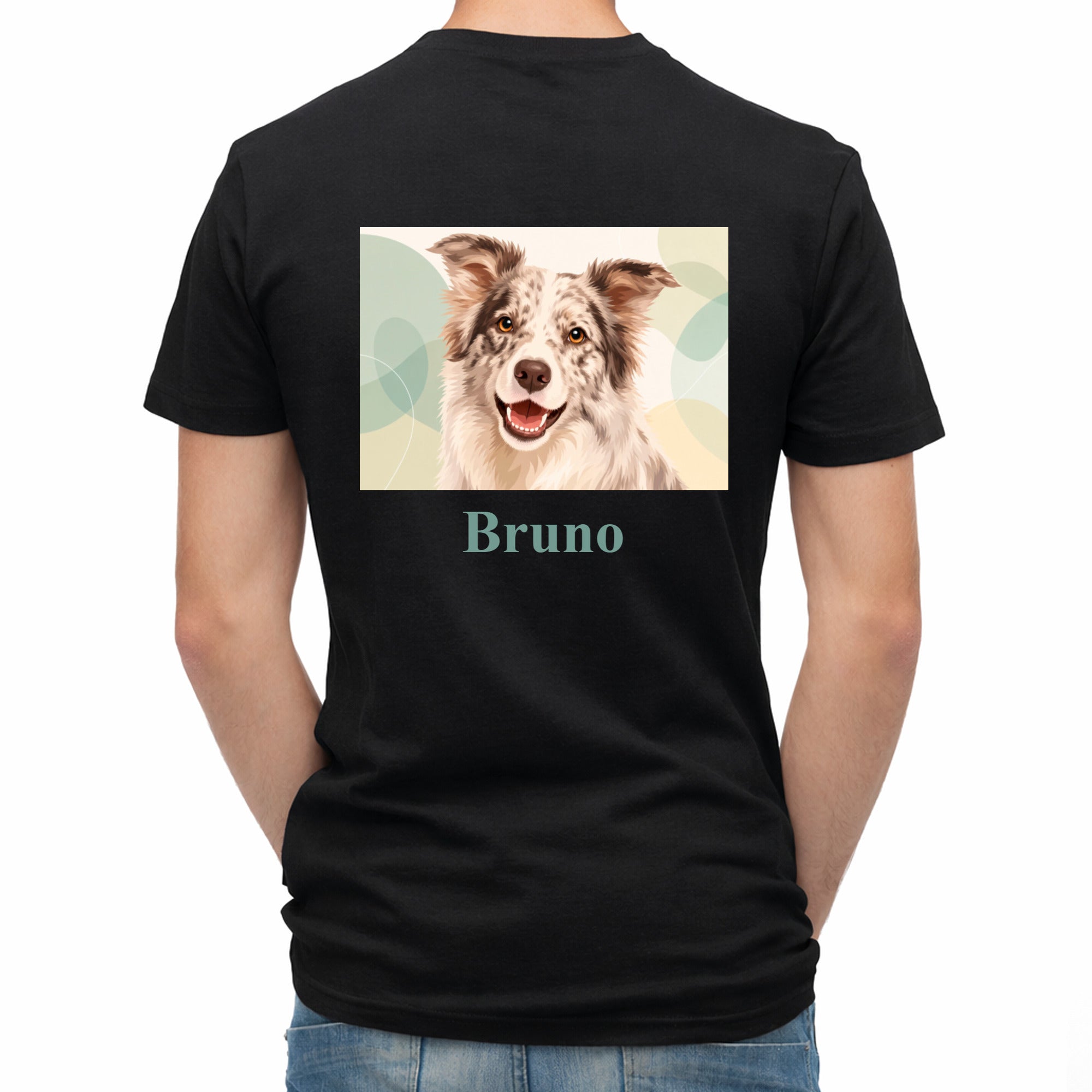 Herren-T-Shirt mit Druck mit künstlerischem Effekt und Schriftzug auf dem Rücken