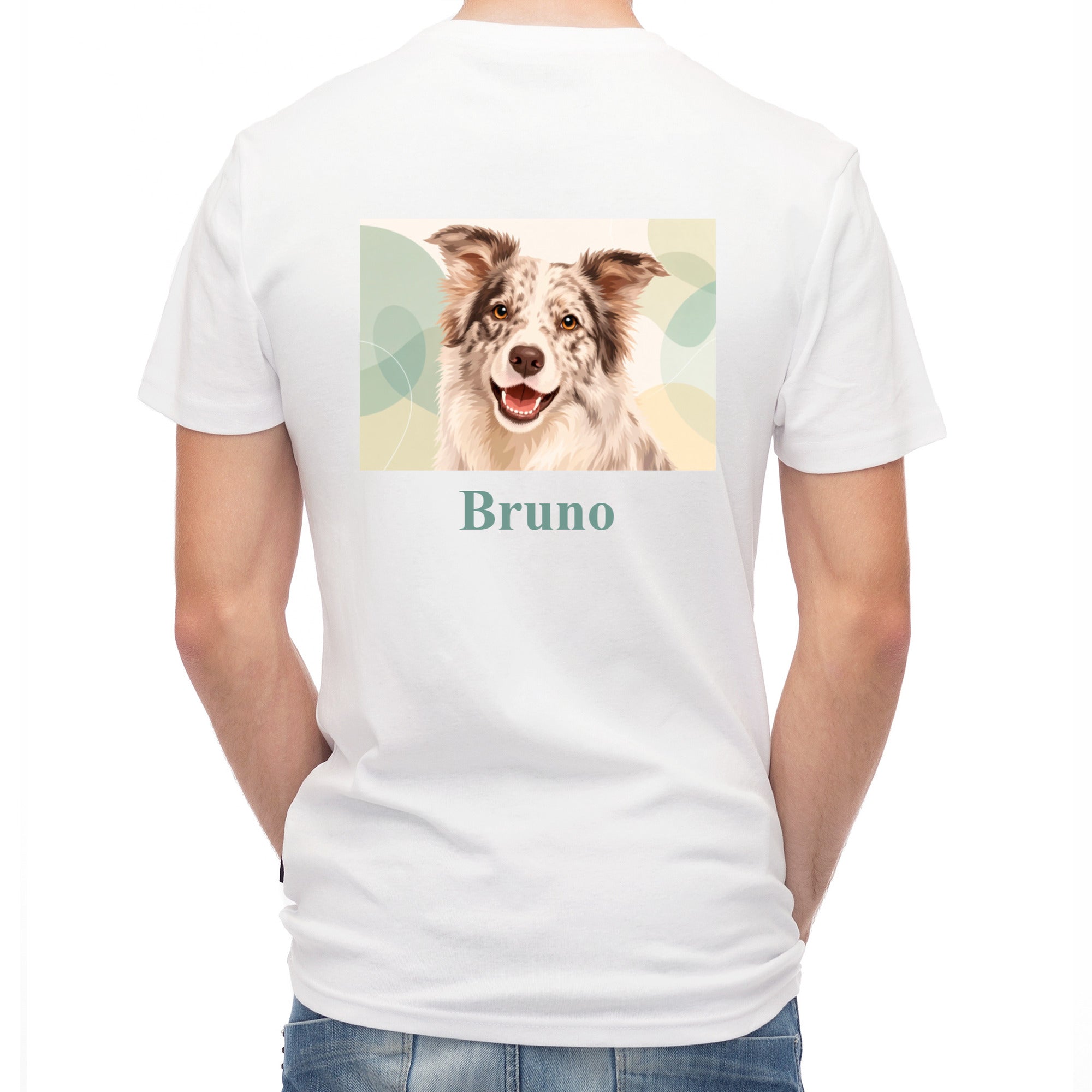 Herren-T-Shirt mit Druck mit künstlerischem Effekt und Schriftzug auf dem Rücken