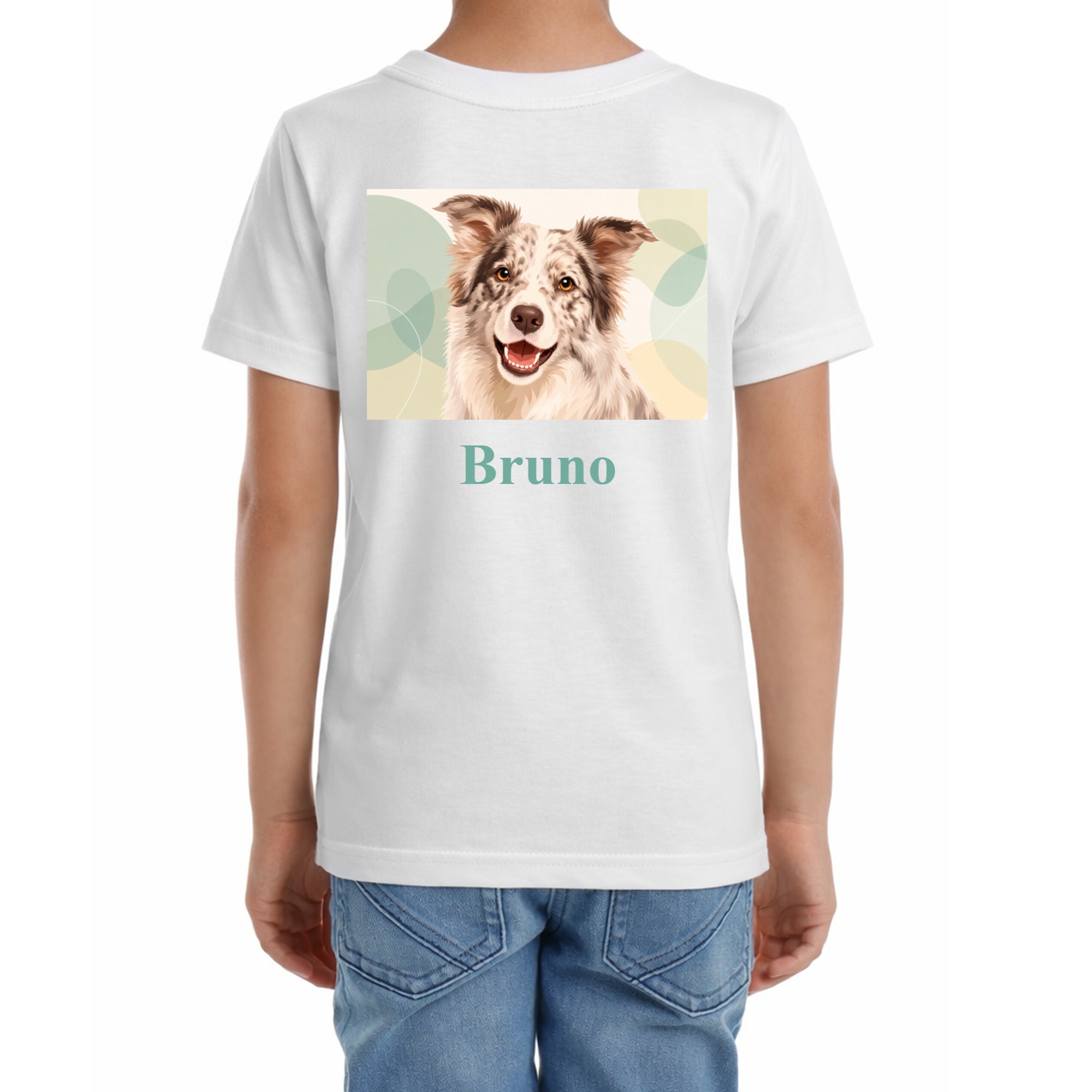 Kinder-T-Shirt mit Druck mit künstlerischem Effekt und Schriftzug auf dem Rücken