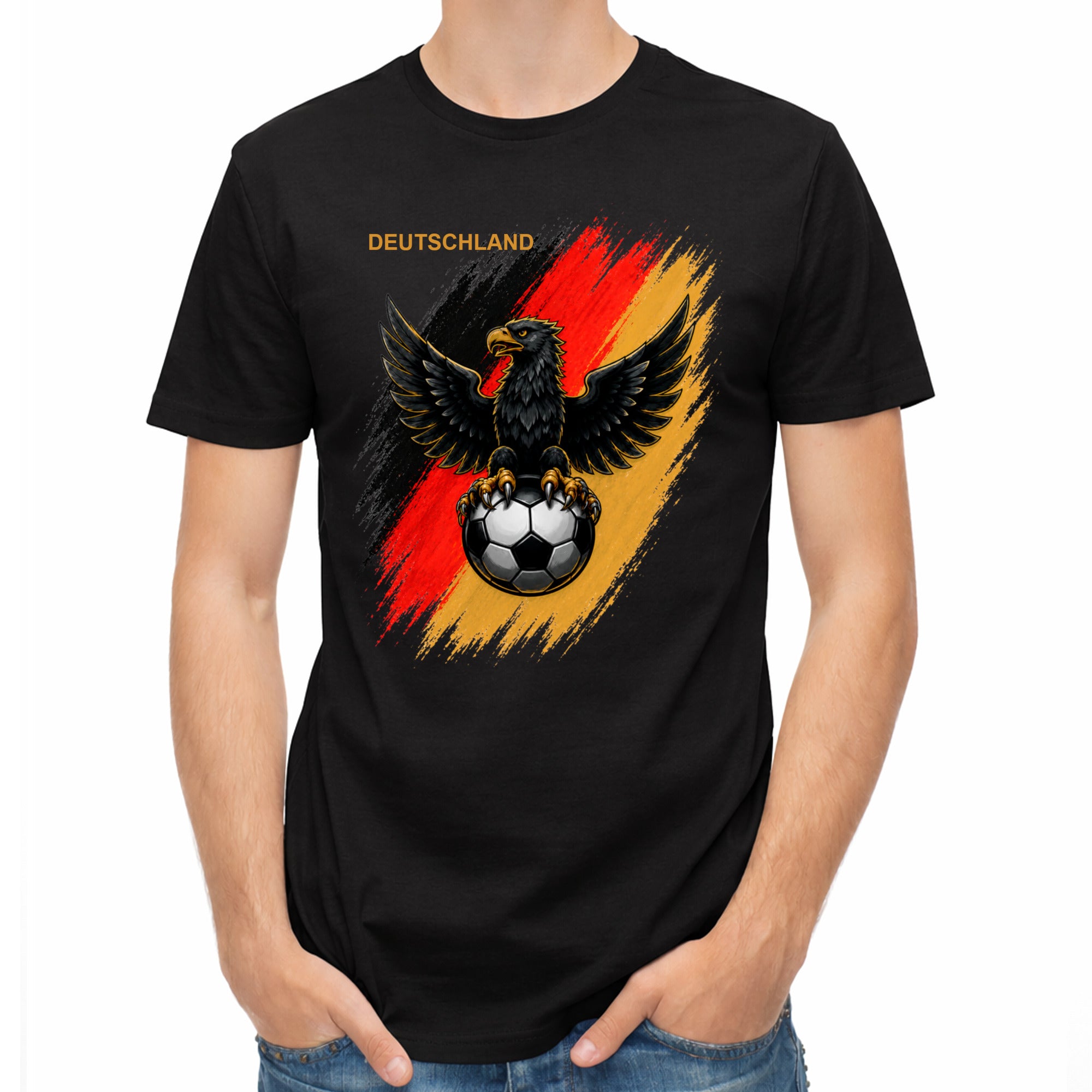 Herren T-Shirt mit eigenem Druck, Schriftzug und Nummer 10 vorne und hinten Deutschland