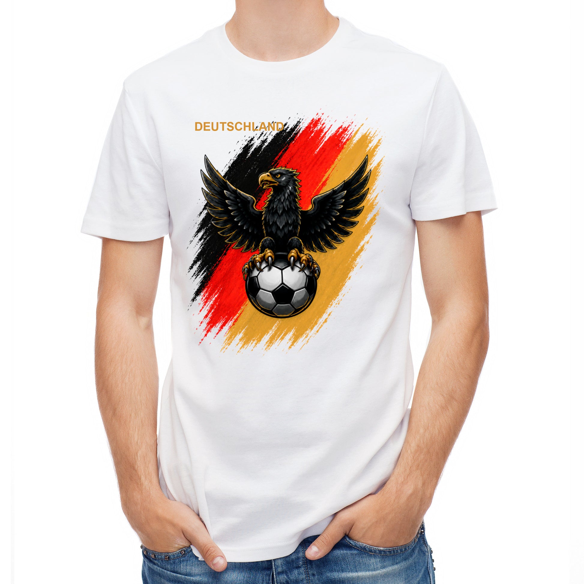 Herren T-Shirt mit eigenem Druck, Schriftzug und Nummer 10 vorne und hinten Deutschland