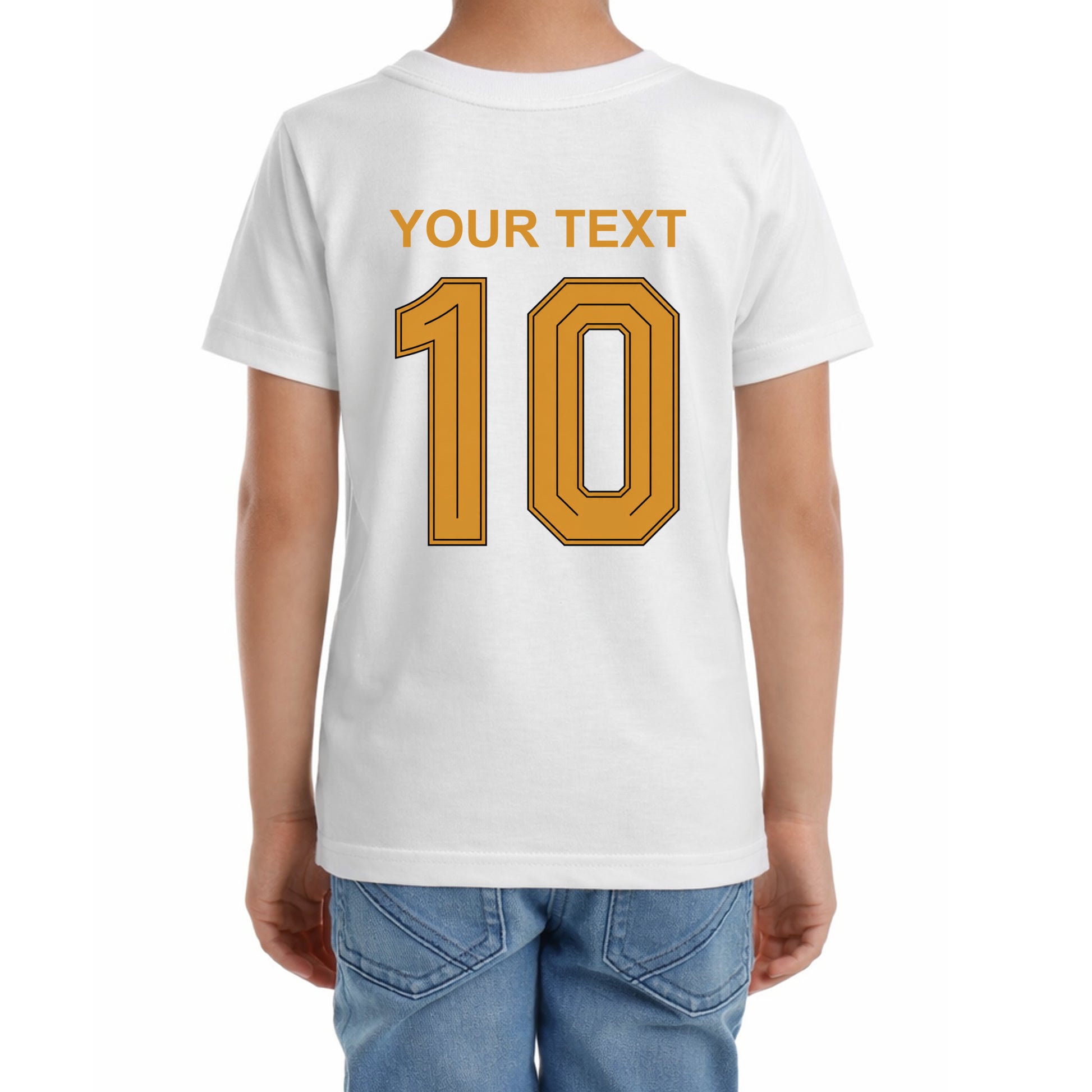 Kinder T-Shirt mit eigenem Druck, Schriftzug und Nummer 10 vorne und hinten Deutschland