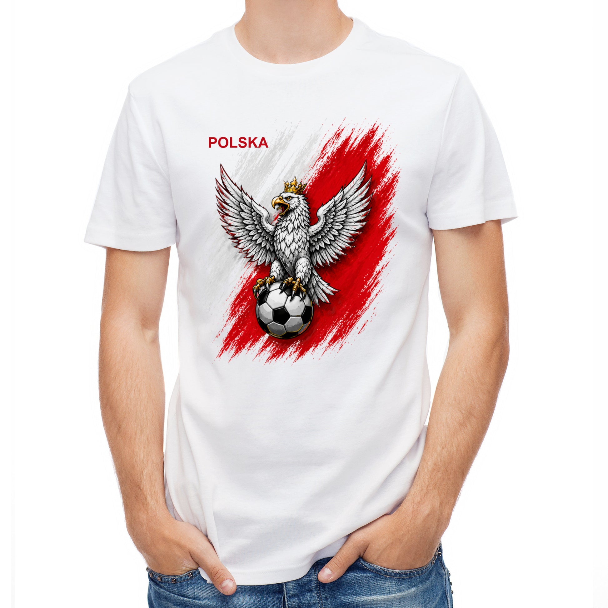 Koszulka męska piłkarska z numerem 7 Polska – własny tekst przód i tył