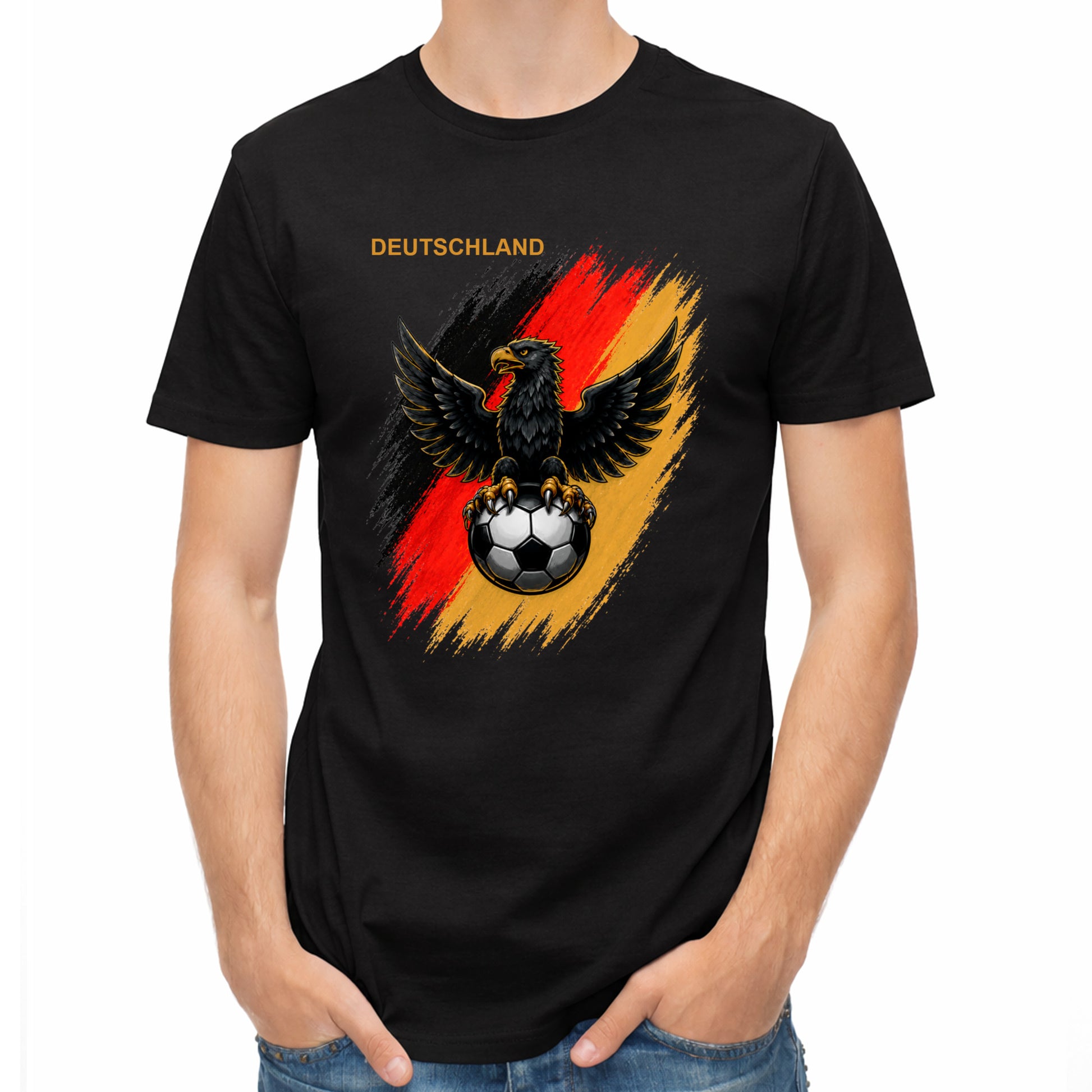 Herren T-Shirt mit eigenem Druck, Schriftzug und Nummer 9 vorne und hinten Deutschland