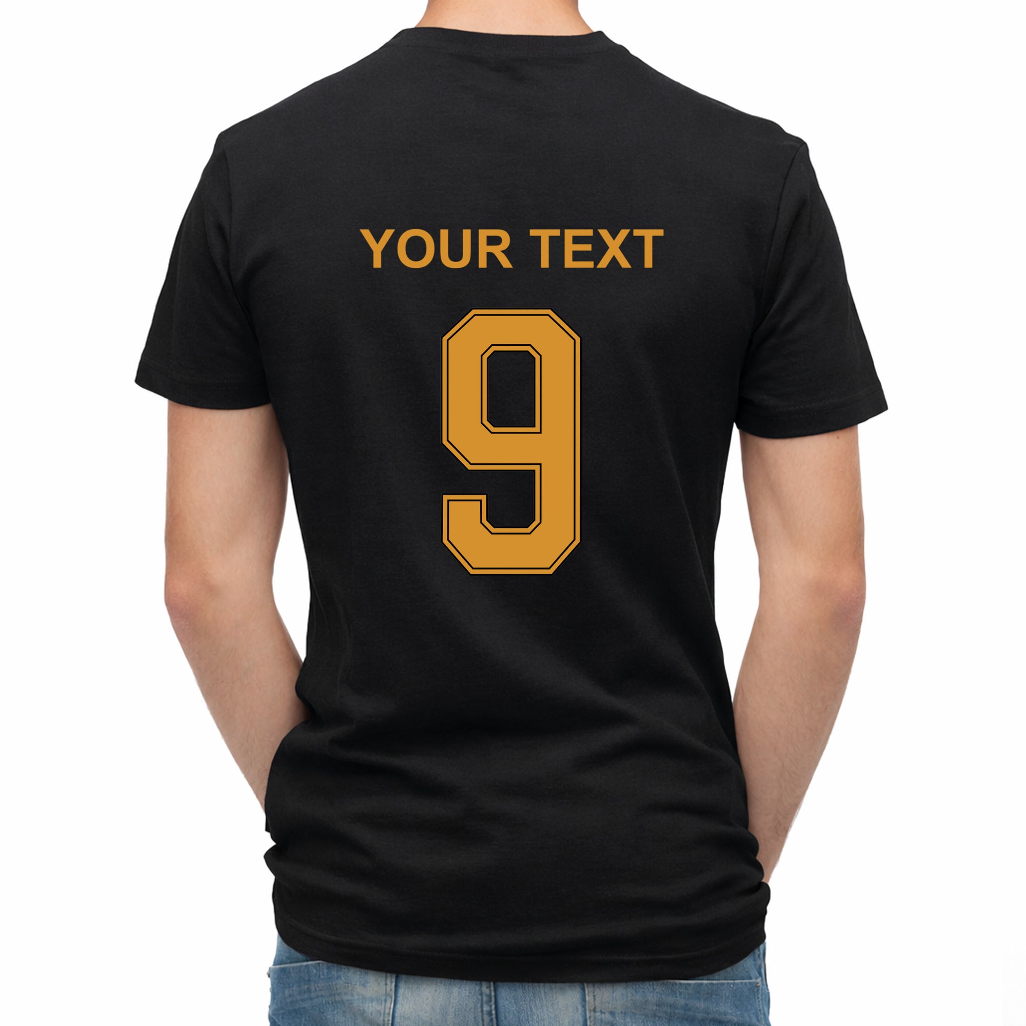 Herren T-Shirt mit eigenem Druck, Schriftzug und Nummer 9 vorne und hinten Deutschland
