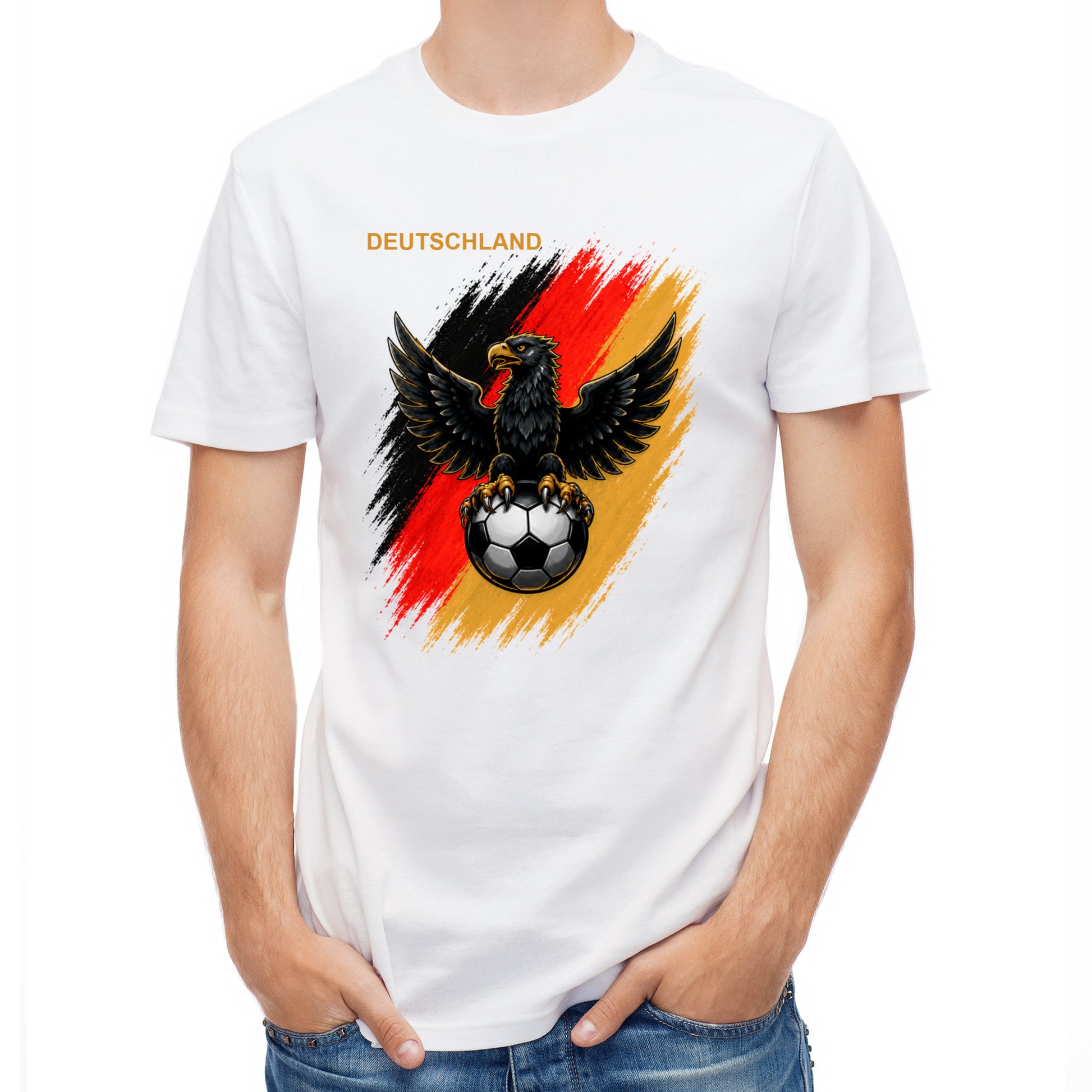 Herren T-Shirt mit eigenem Druck, Schriftzug und Nummer 9 vorne und hinten Deutschland