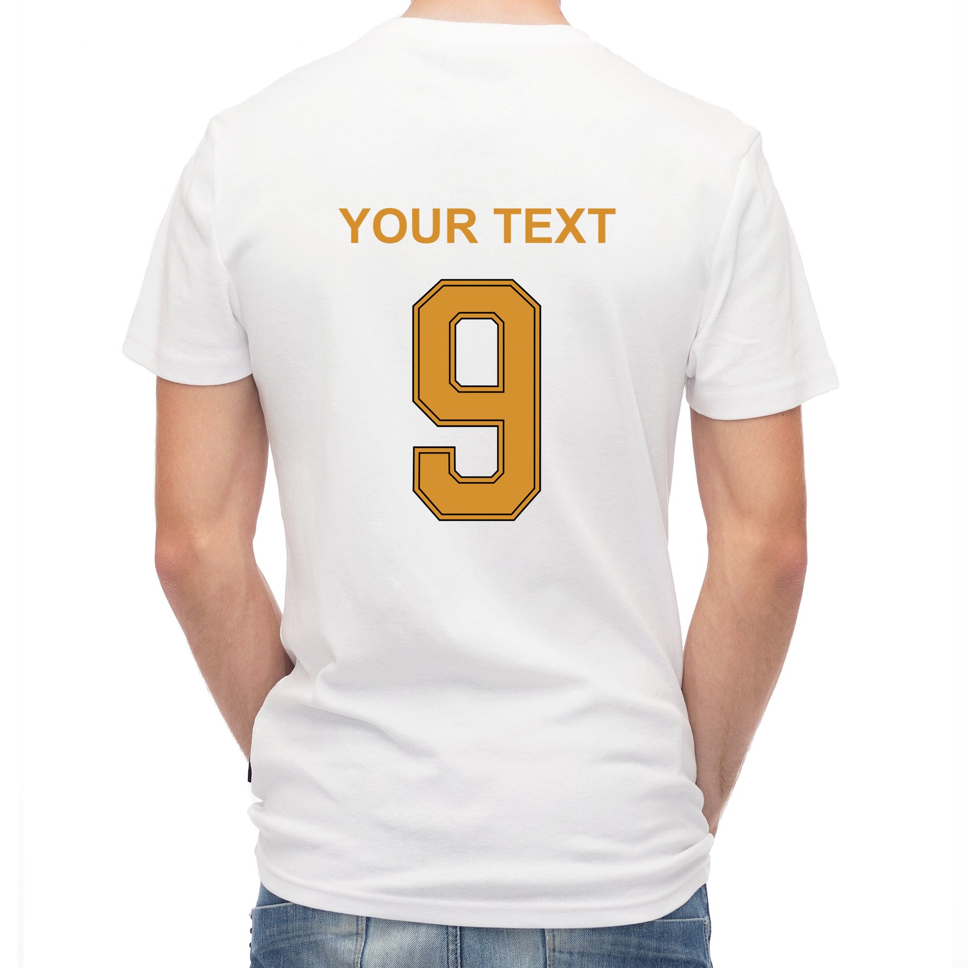 Herren T-Shirt mit eigenem Druck, Schriftzug und Nummer 9 vorne und hinten Deutschland