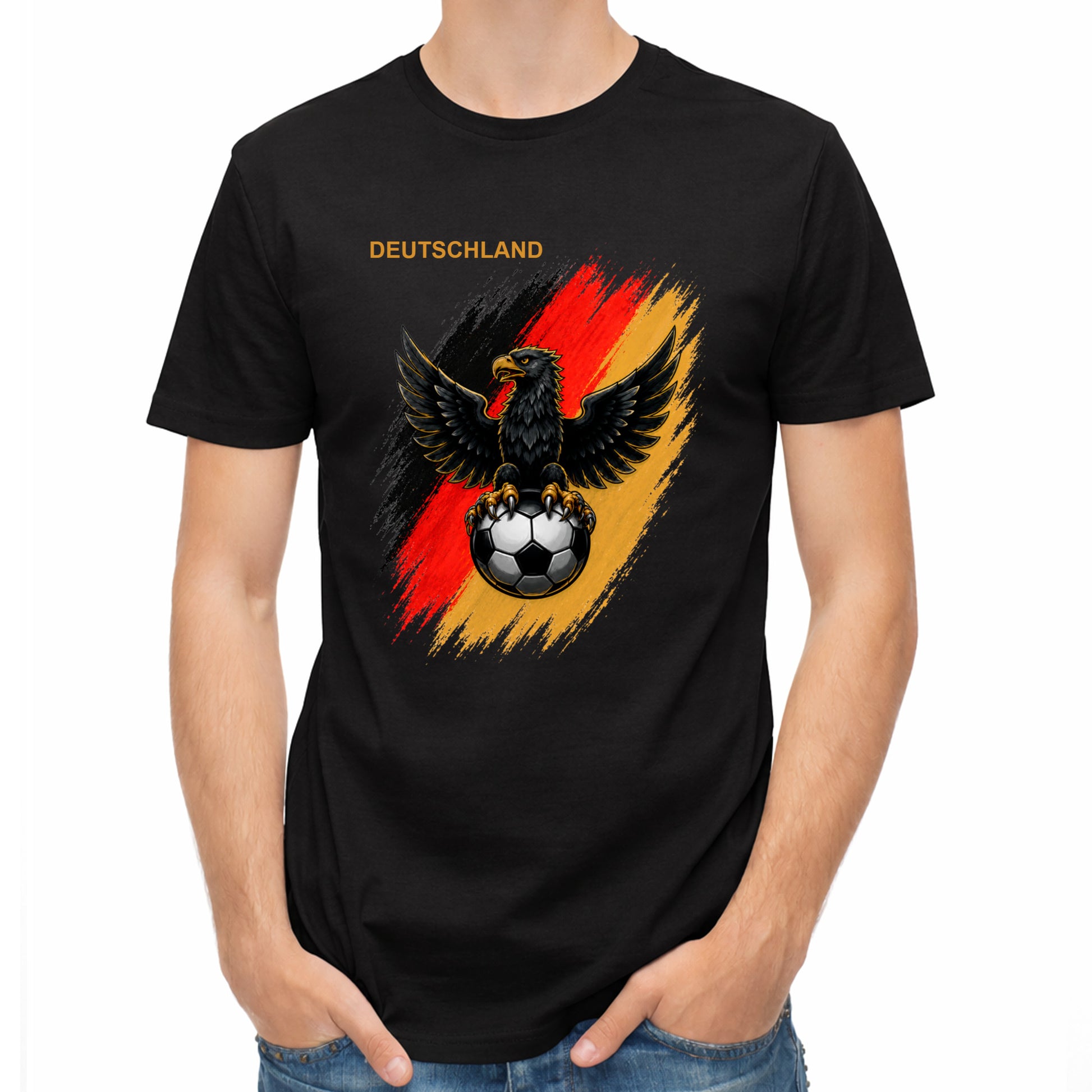 Herren T-Shirt mit eigenem Druck, Schriftzug und Nummer 1 vorne und hinten Deutschland