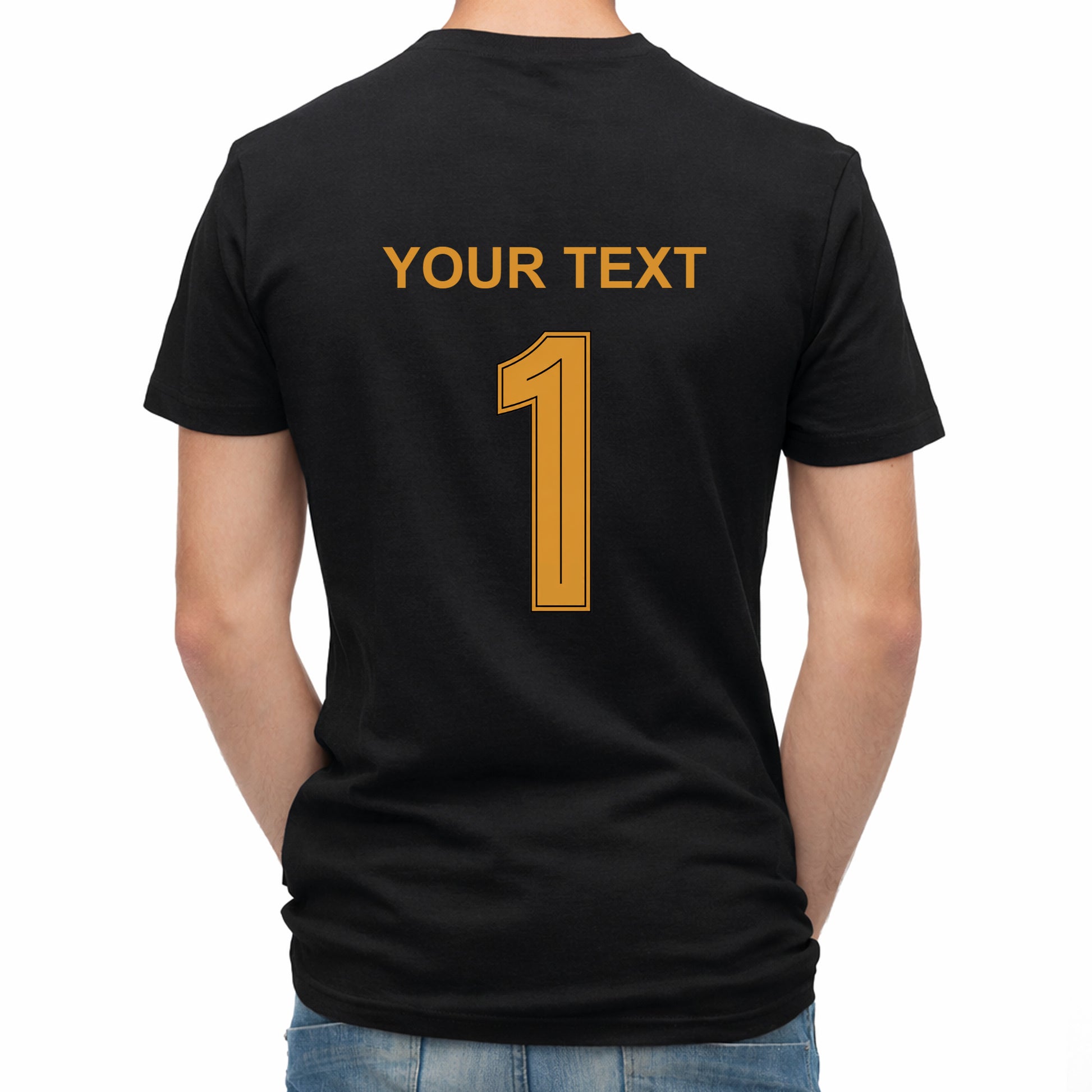 Herren T-Shirt mit eigenem Druck, Schriftzug und Nummer 1 vorne und hinten Deutschland