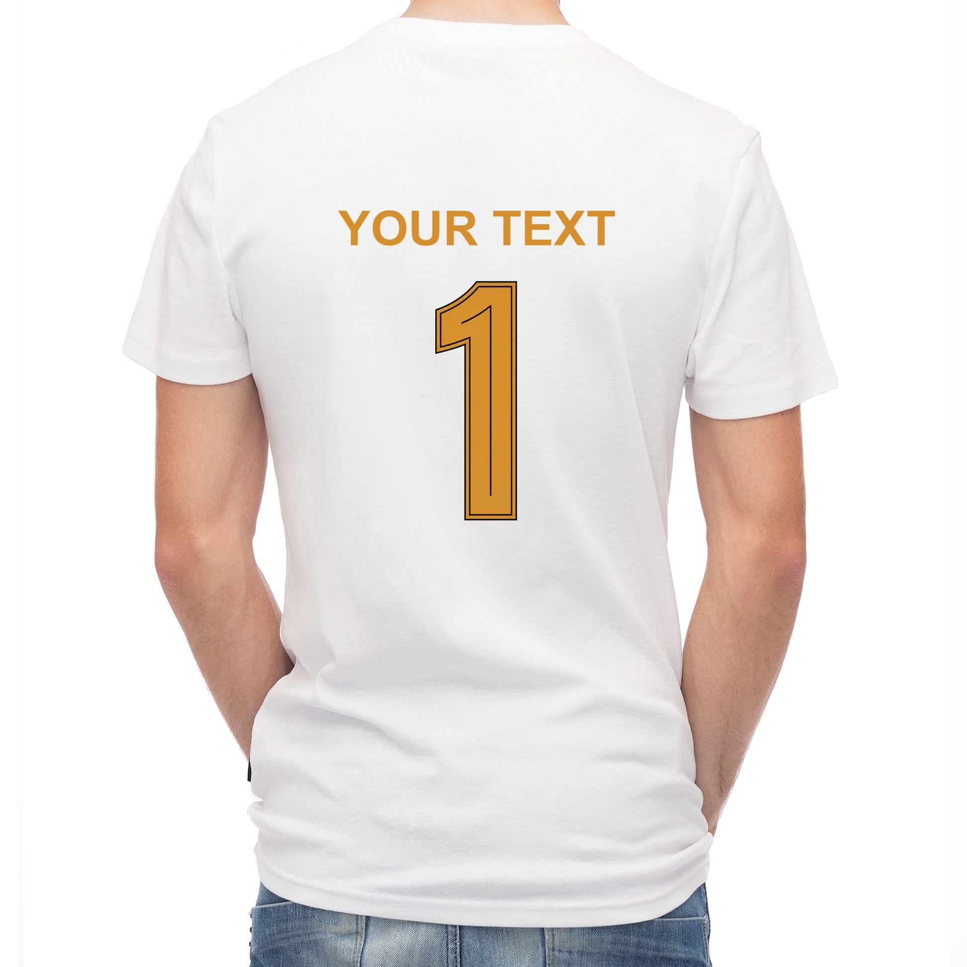 Herren T-Shirt mit eigenem Druck, Schriftzug und Nummer 1 vorne und hinten Deutschland