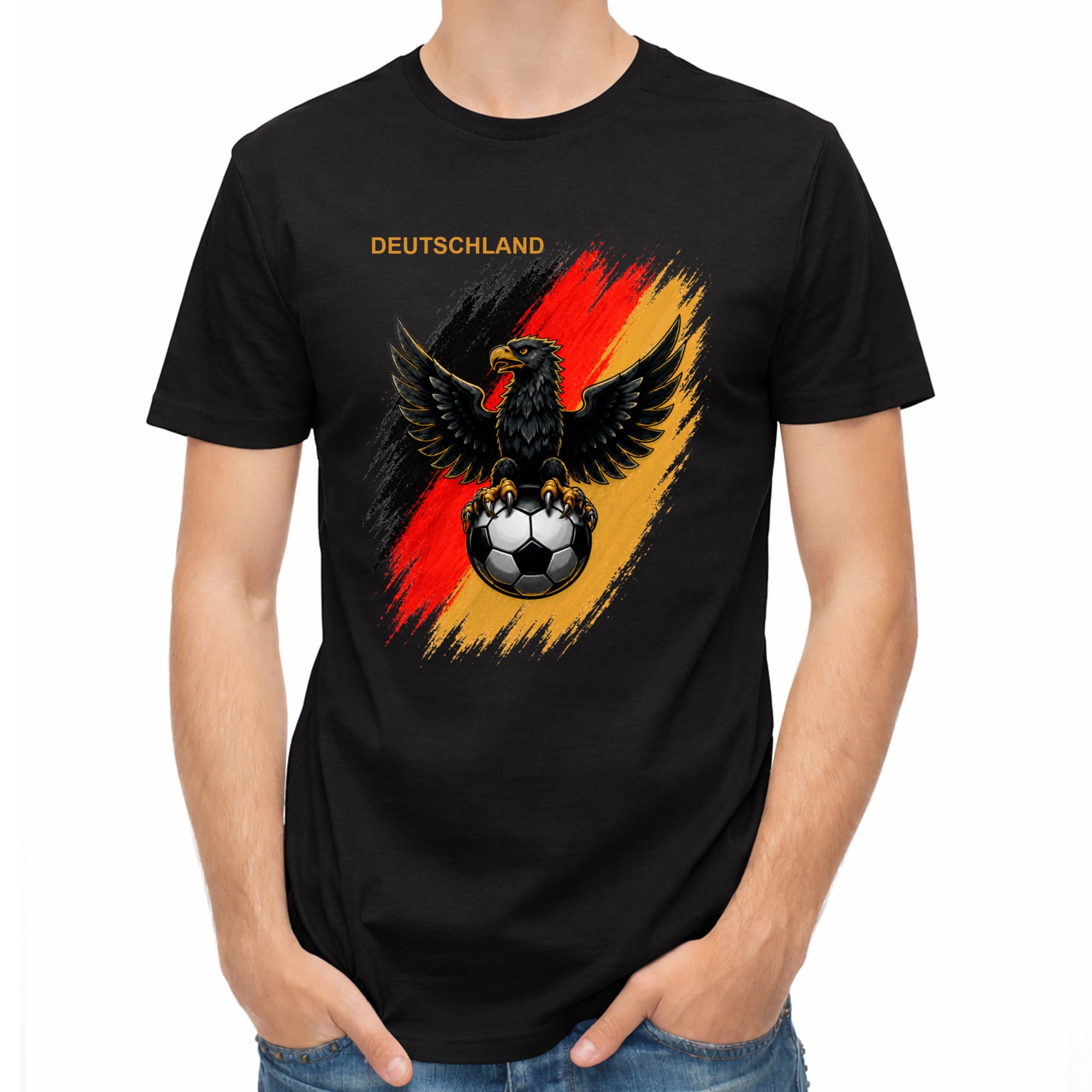 Herren T-Shirt mit eigenem Druck, Schriftzug und Nummer 13 vorne und hinten Deutschland