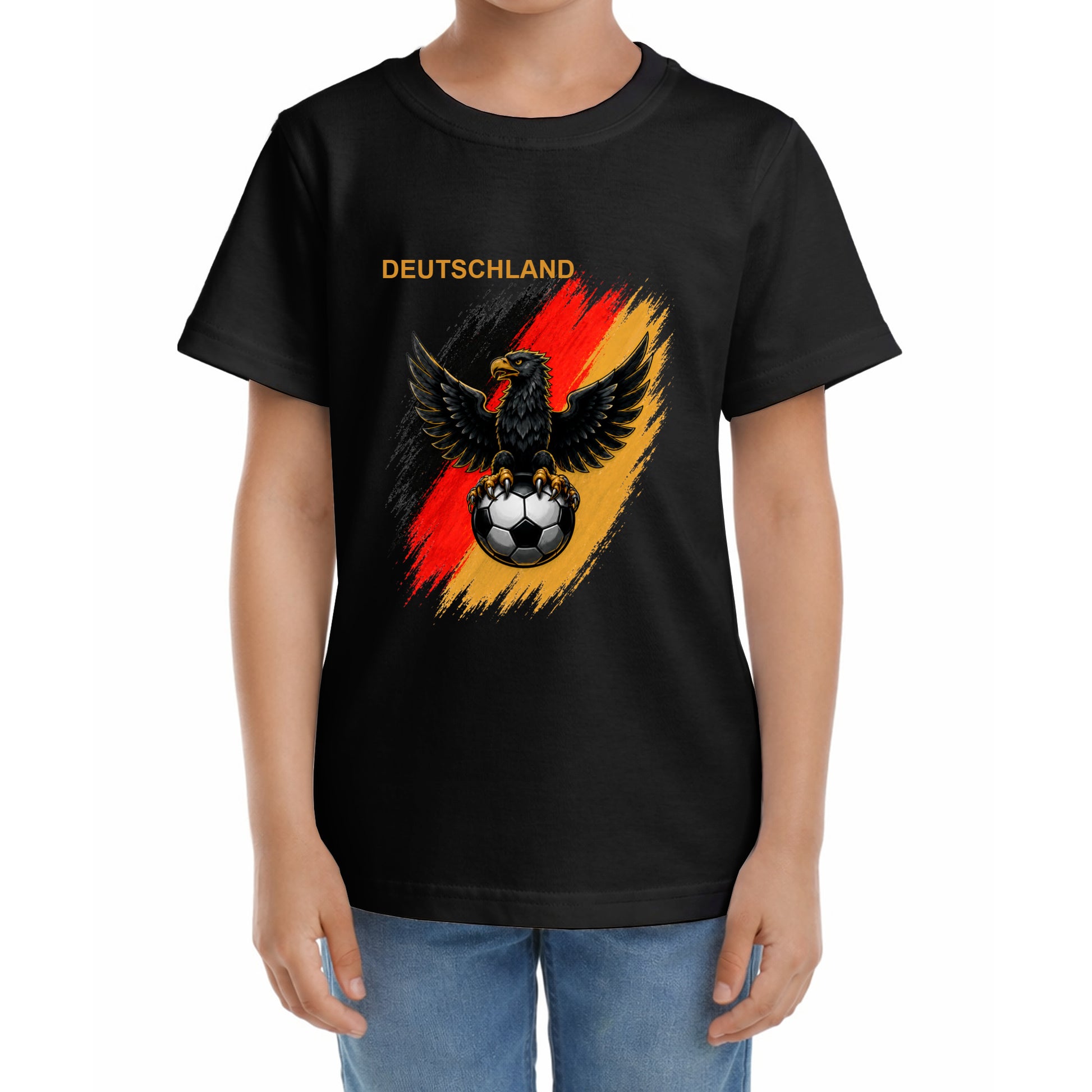 Kinder T-Shirt mit eigenem Druck, Schriftzug und Nummer 9 vorne und hinten Deutschland
