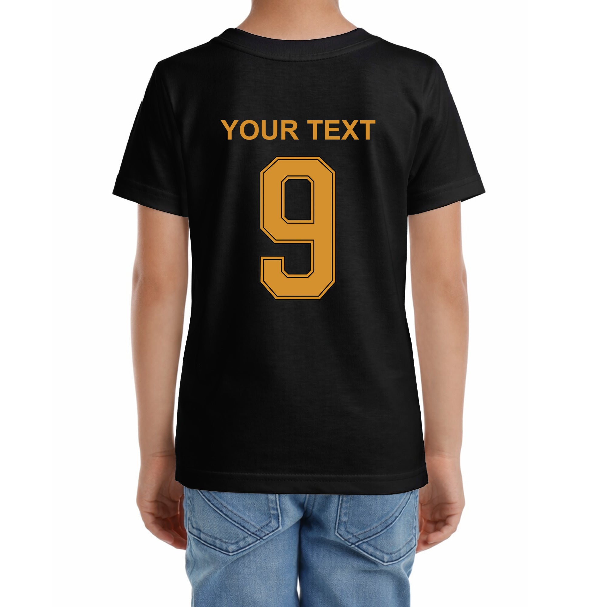 Kinder T-Shirt mit eigenem Druck, Schriftzug und Nummer 9 vorne und hinten Deutschland
