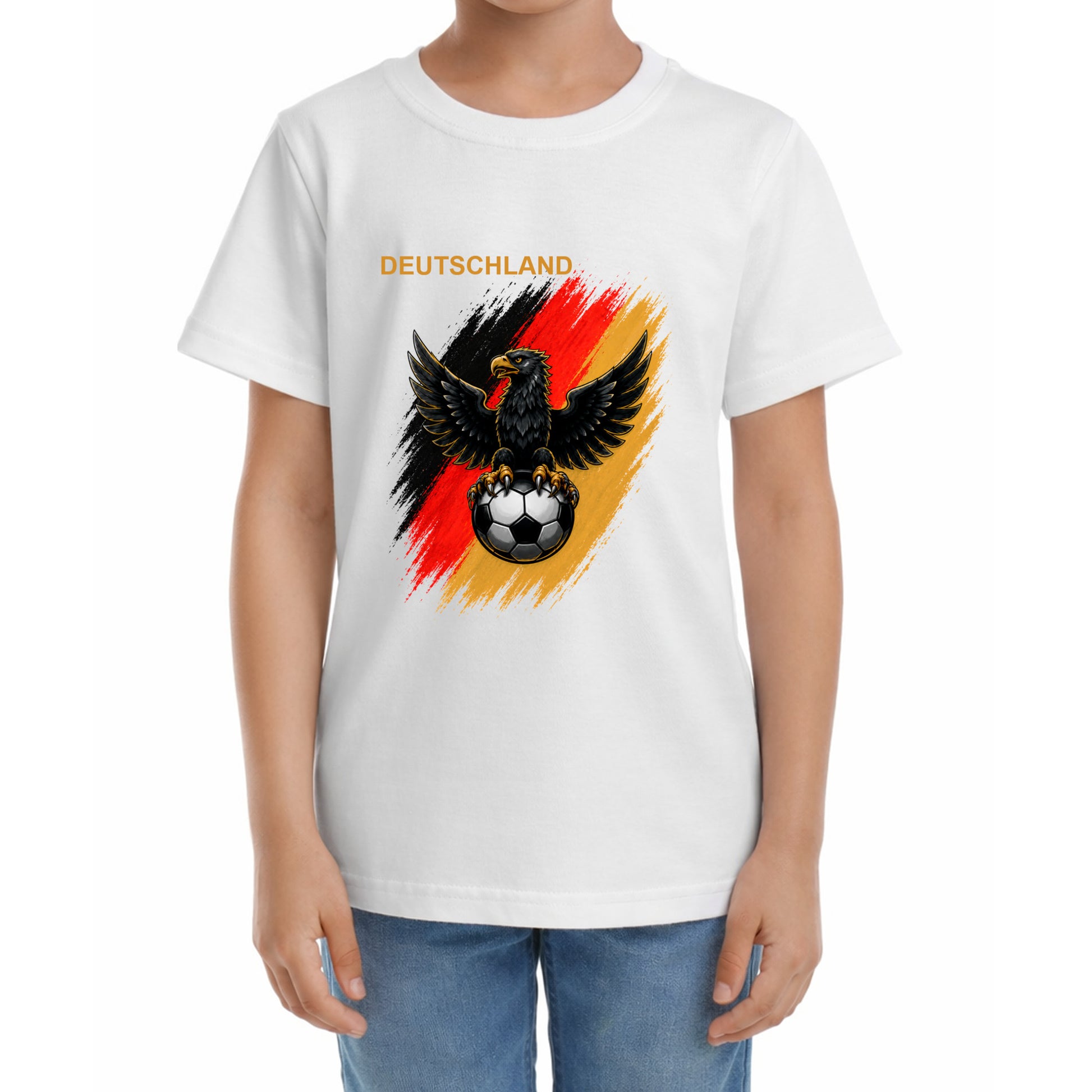 Kinder T-Shirt mit eigenem Druck, Schriftzug und Nummer 11 vorne und hinten Deutschland