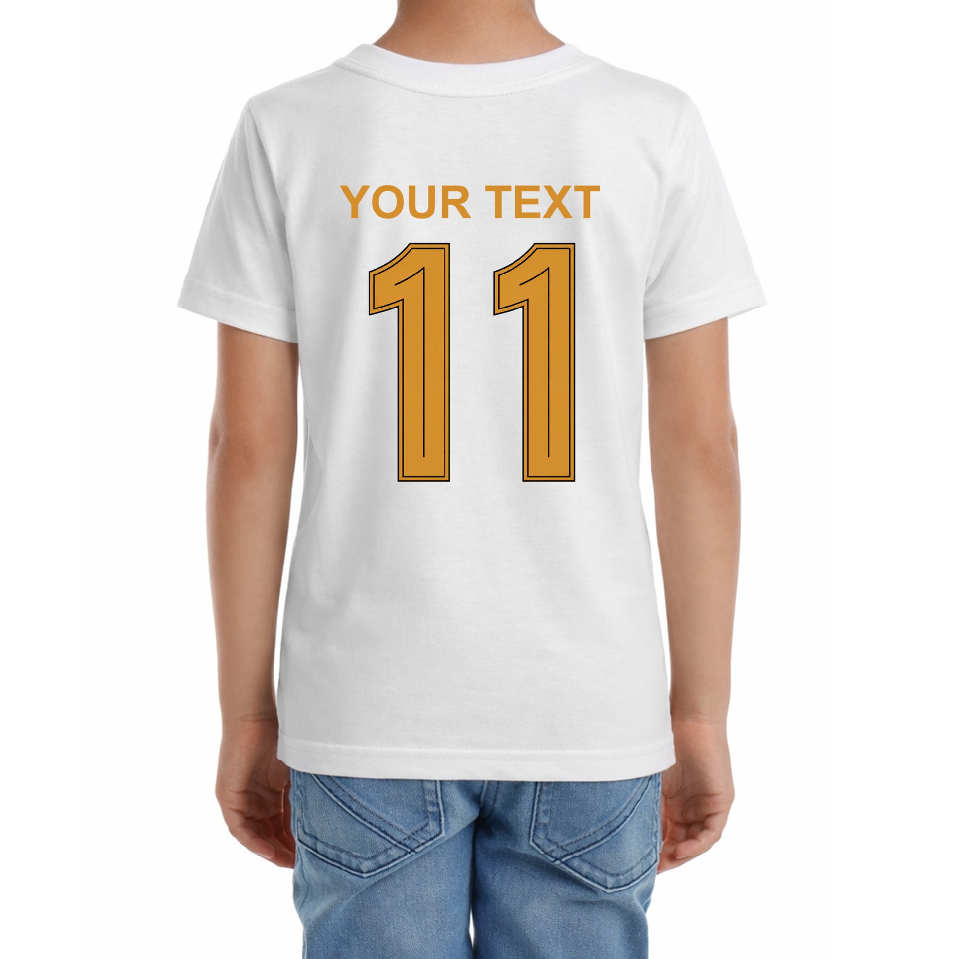 Kinder T-Shirt mit eigenem Druck, Schriftzug und Nummer 11 vorne und hinten Deutschland
