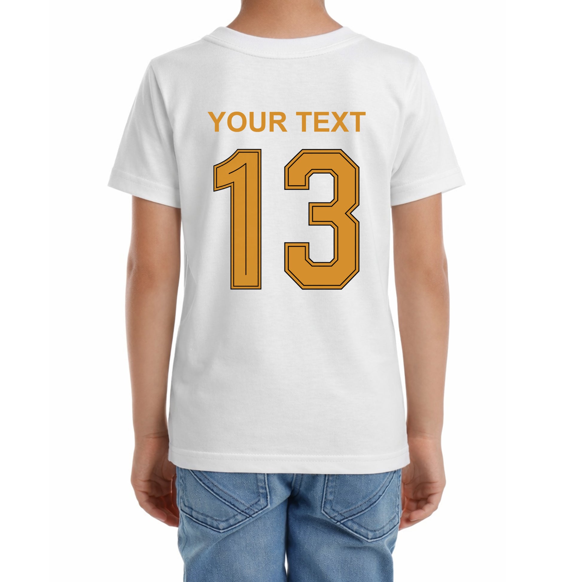 Kinder T-Shirt mit eigenem Druck, Schriftzug und Nummer 13 vorne und hinten Deutschland