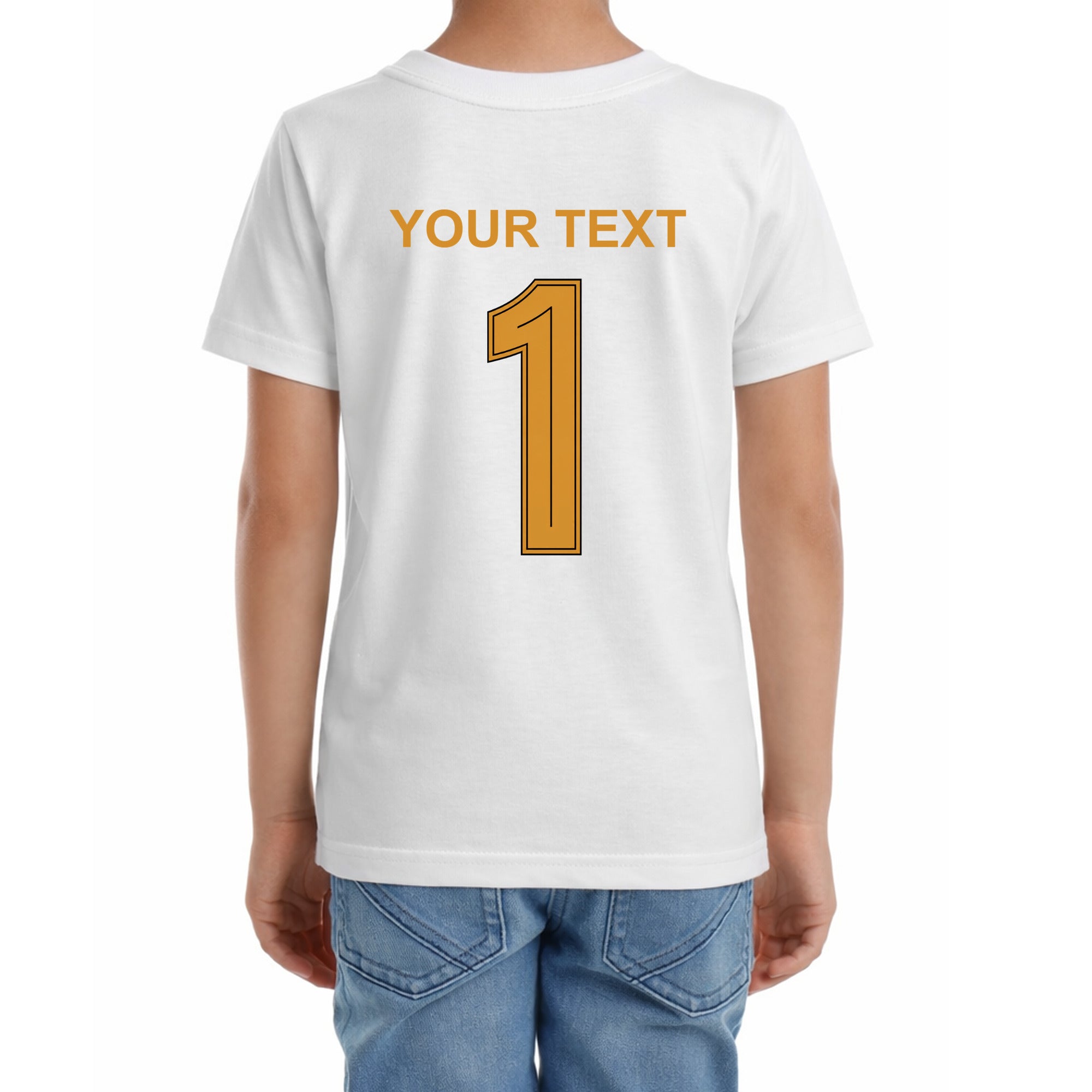 Kinder T-Shirt mit eigenem Druck, Schriftzug und Nummer 1 vorne und hinten Deutschland