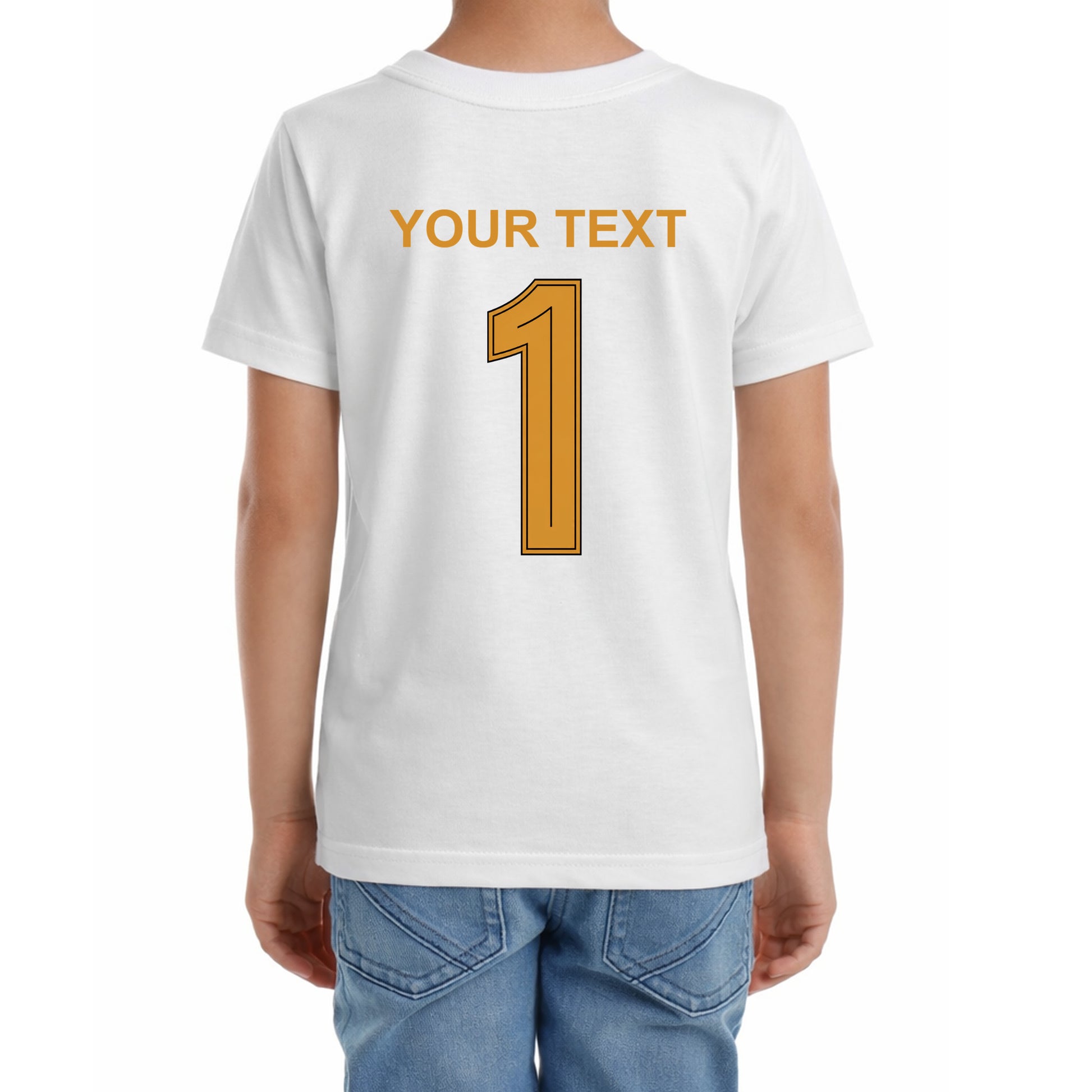 Kinder T-Shirt mit eigenem Druck, Schriftzug und Nummer 1 vorne und hinten Deutschland