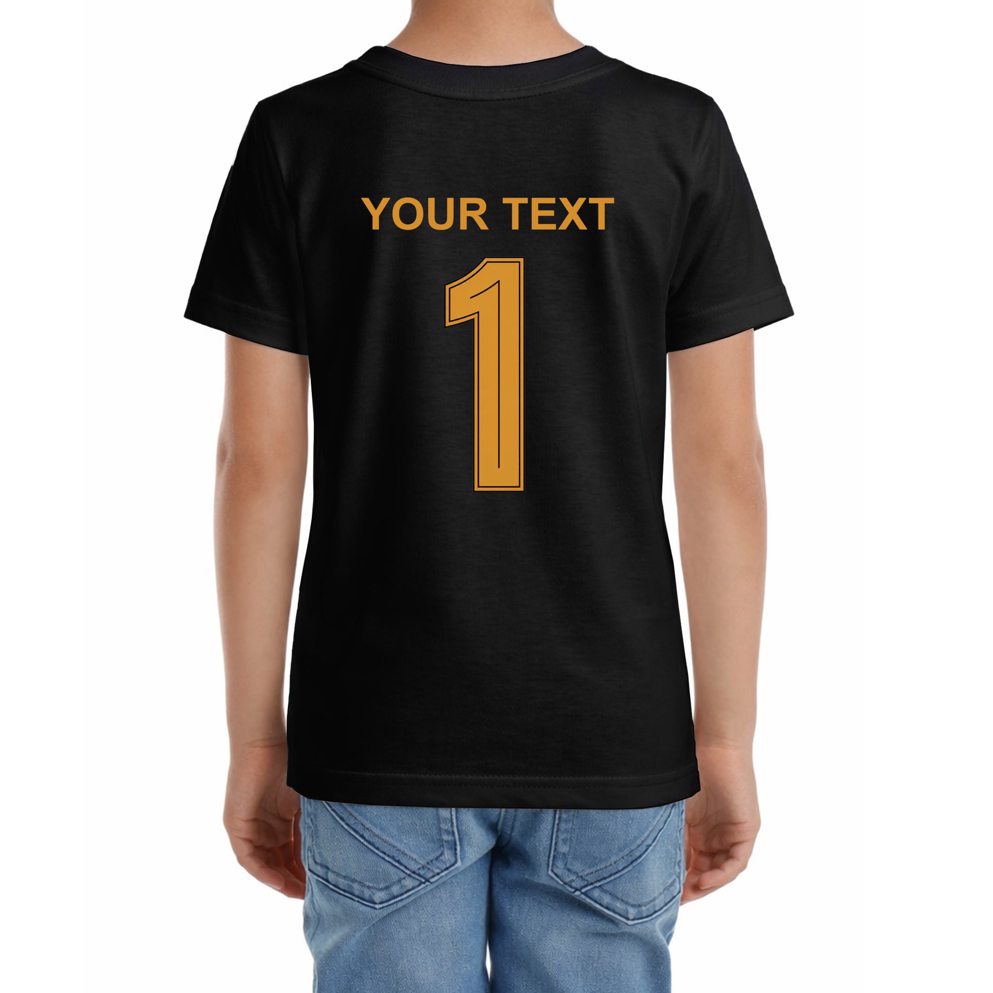 Kinder T-Shirt mit eigenem Druck, Schriftzug und Nummer 1 vorne und hinten Deutschland