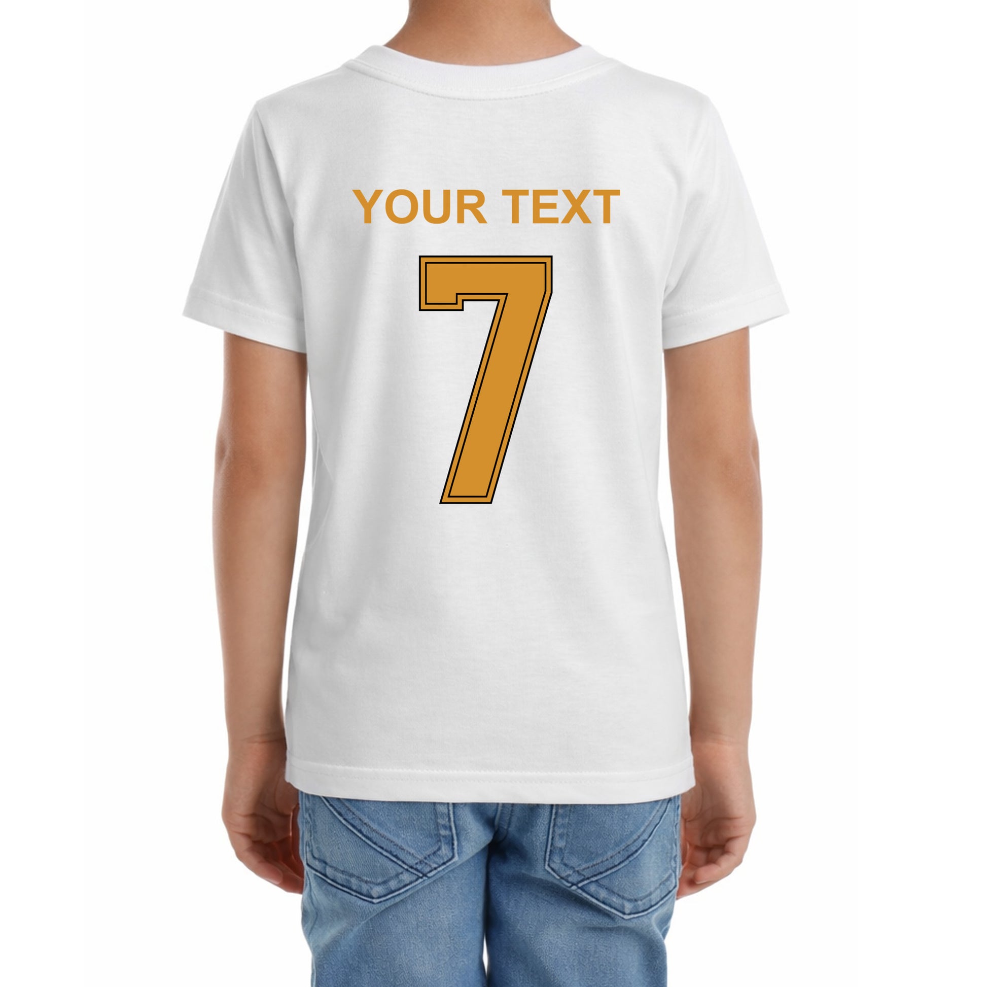 Kinder T-Shirt mit eigenem Druck, Schriftzug und Nummer 7 vorne und hinten Deutschland