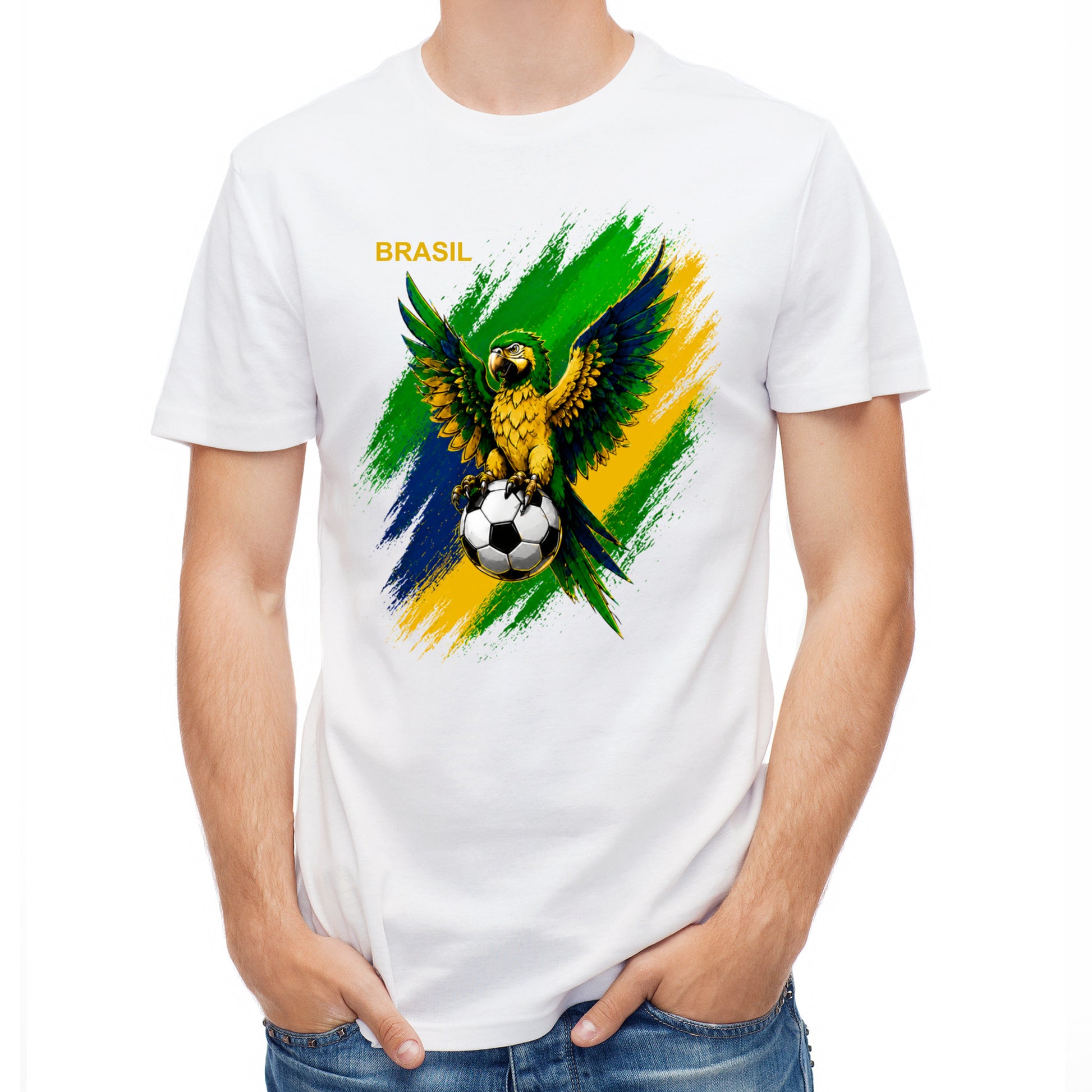 Herren Fußball-T-Shirt mit Nummer 10 Brasilien – eigener Text vorne und hinten