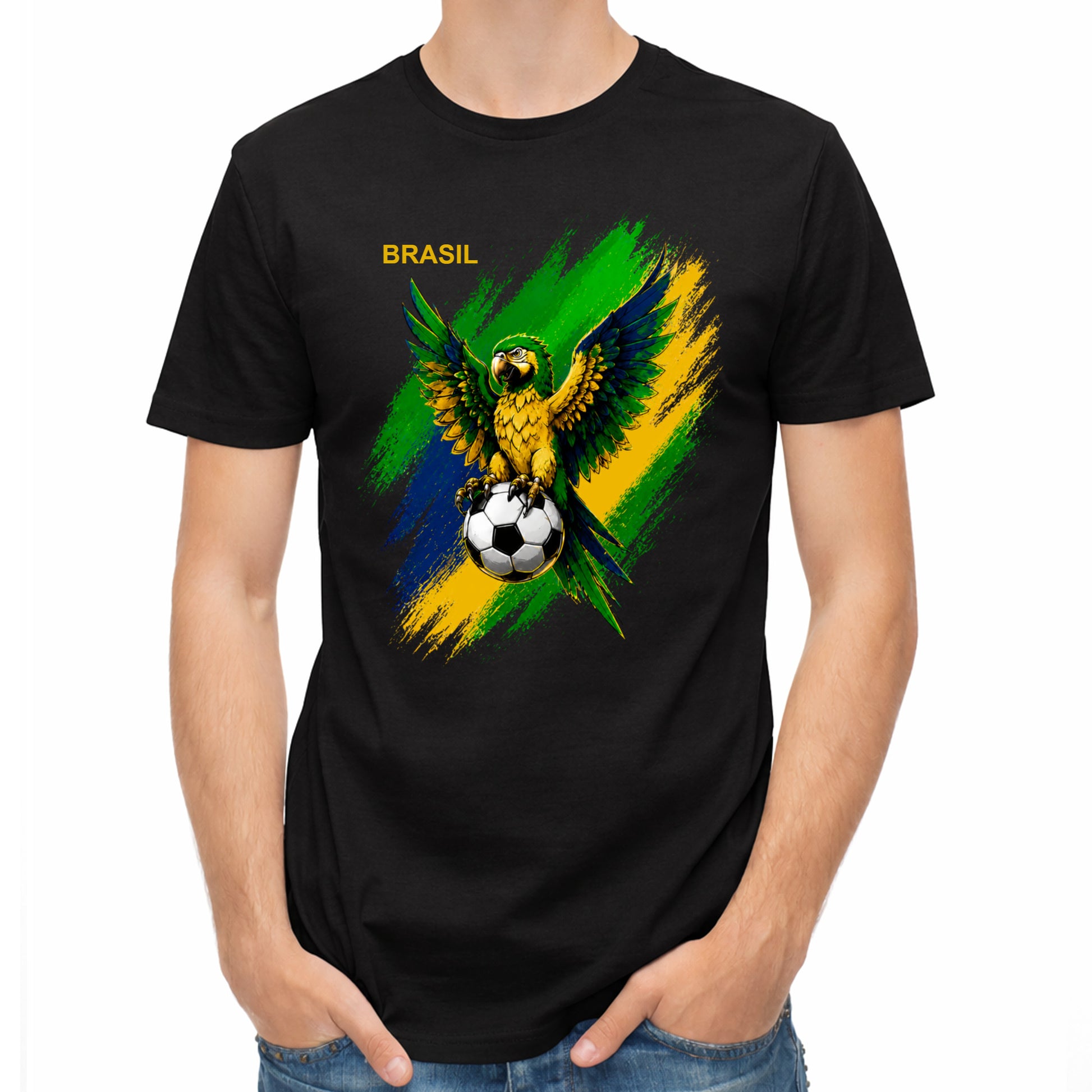 Herren Fußball-T-Shirt mit Nummer 11 Brasilien – eigener Text vorne und hinten