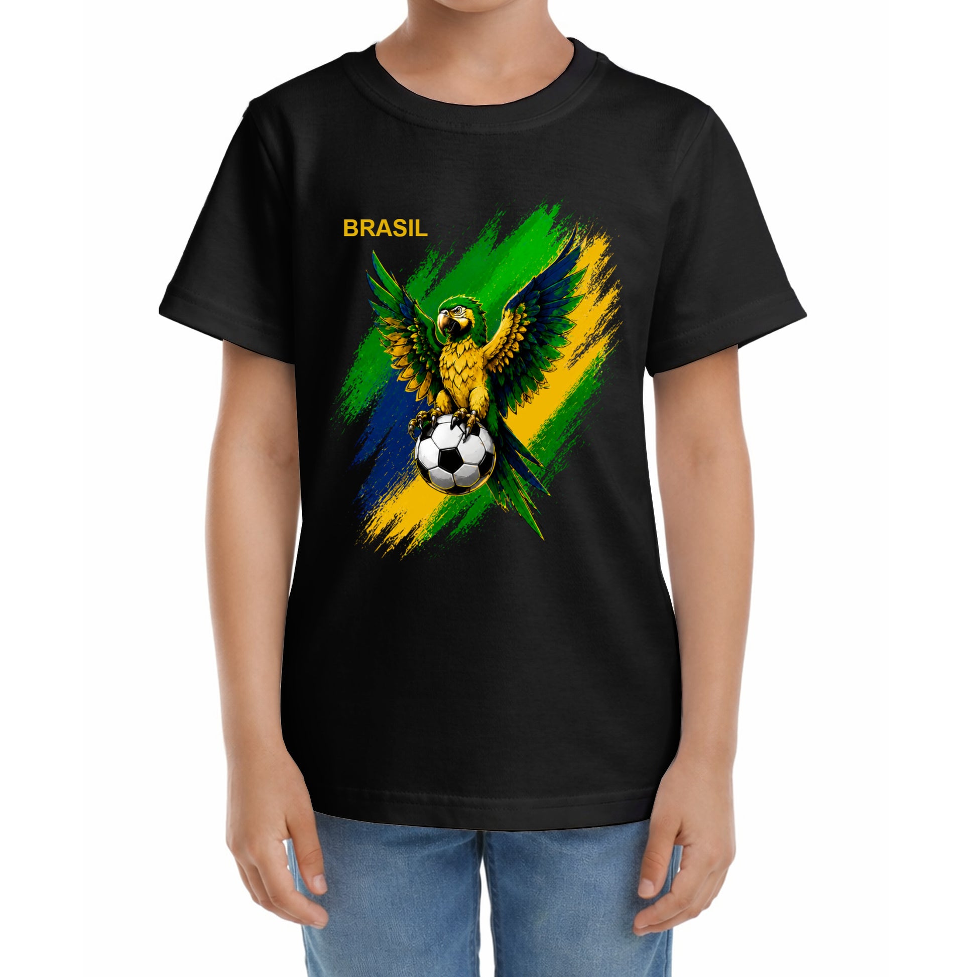 Kinder Fußball-T-Shirt mit Nummer 11 Brasilien – eigener Text vorne und hinten
