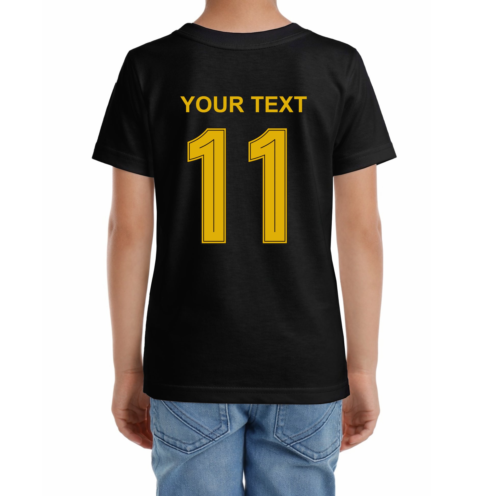 Kinder Fußball-T-Shirt mit Nummer 11 Brasilien – eigener Text vorne und hinten