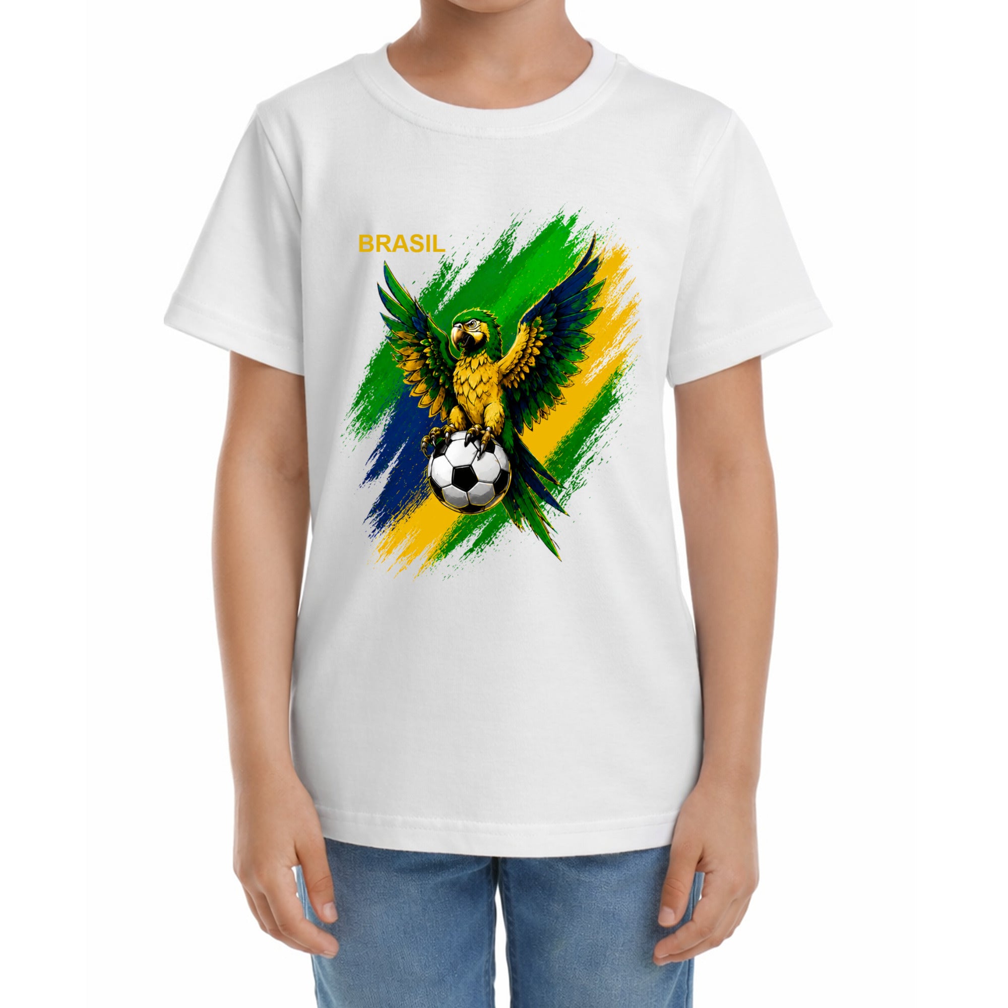 Kinder Fußball-T-Shirt mit Nummer 7 Brasilien – eigener Text vorne und hinten