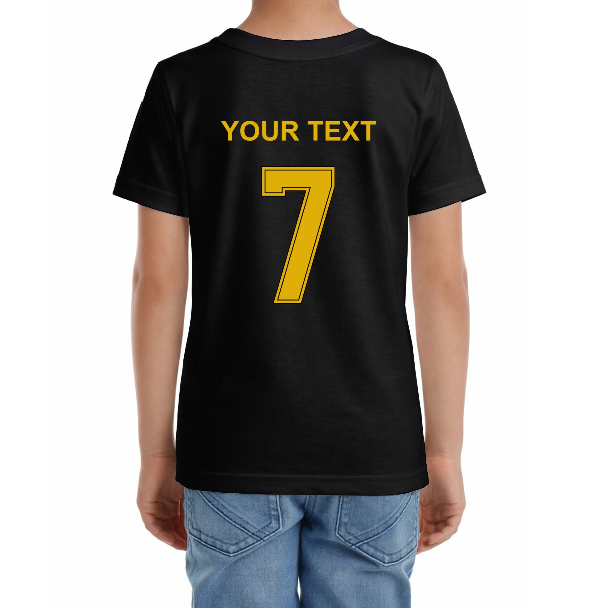 Kinder Fußball-T-Shirt mit Nummer 7 Brasilien – eigener Text vorne und hinten