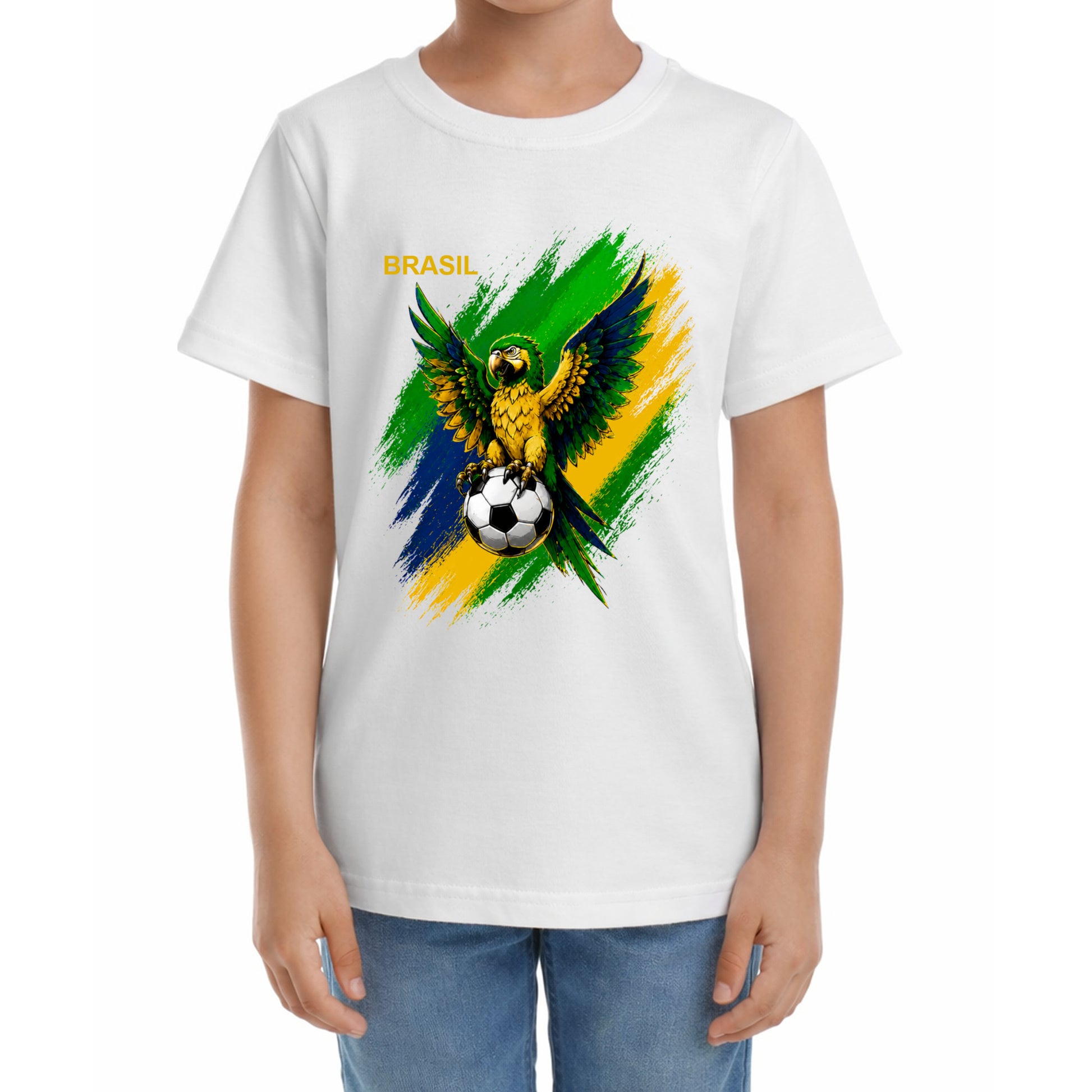 Kinder Fußball-T-Shirt mit Nummer 10 Brasilien – eigener Text vorne und hinten