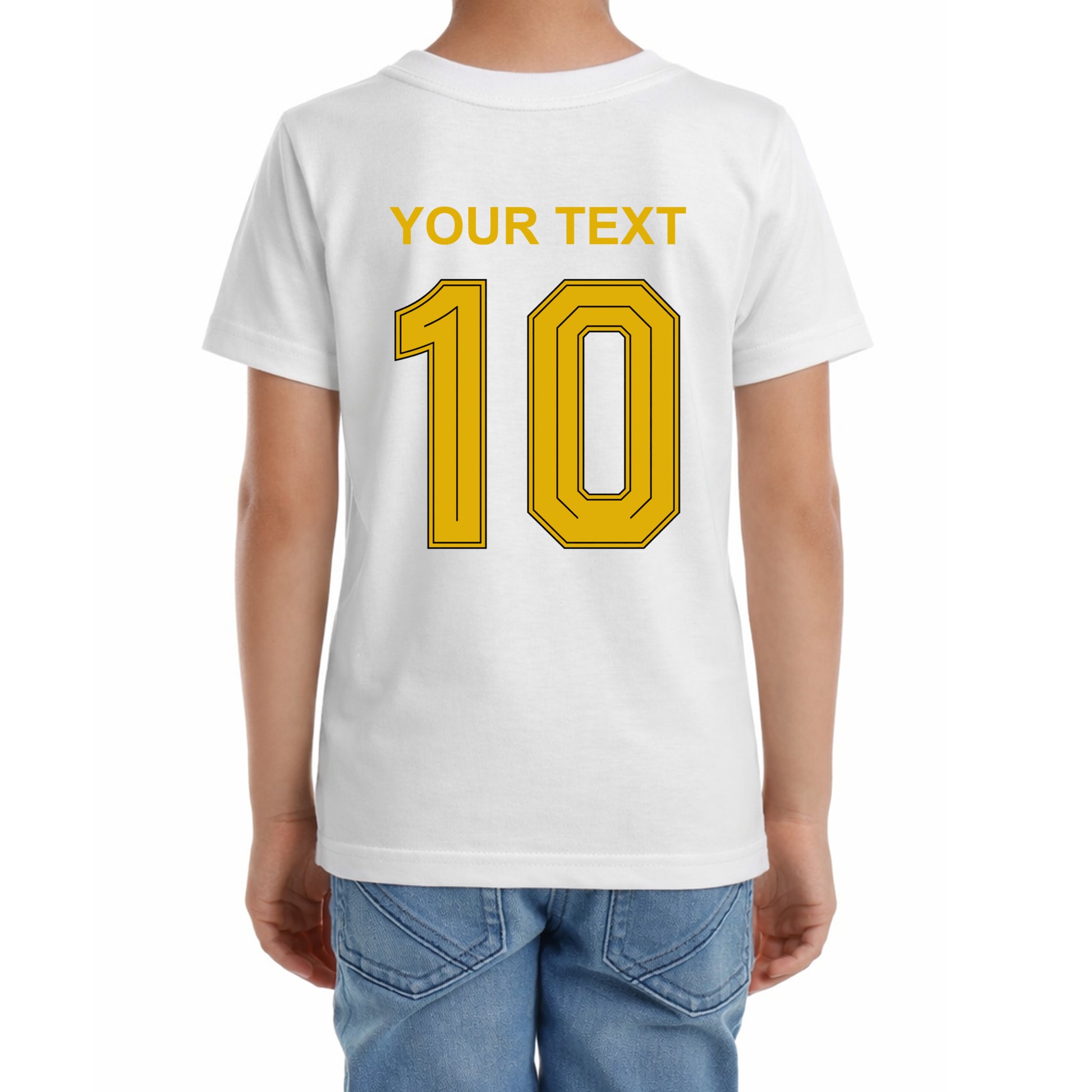 Kinder Fußball-T-Shirt mit Nummer 10 Brasilien – eigener Text vorne und hinten