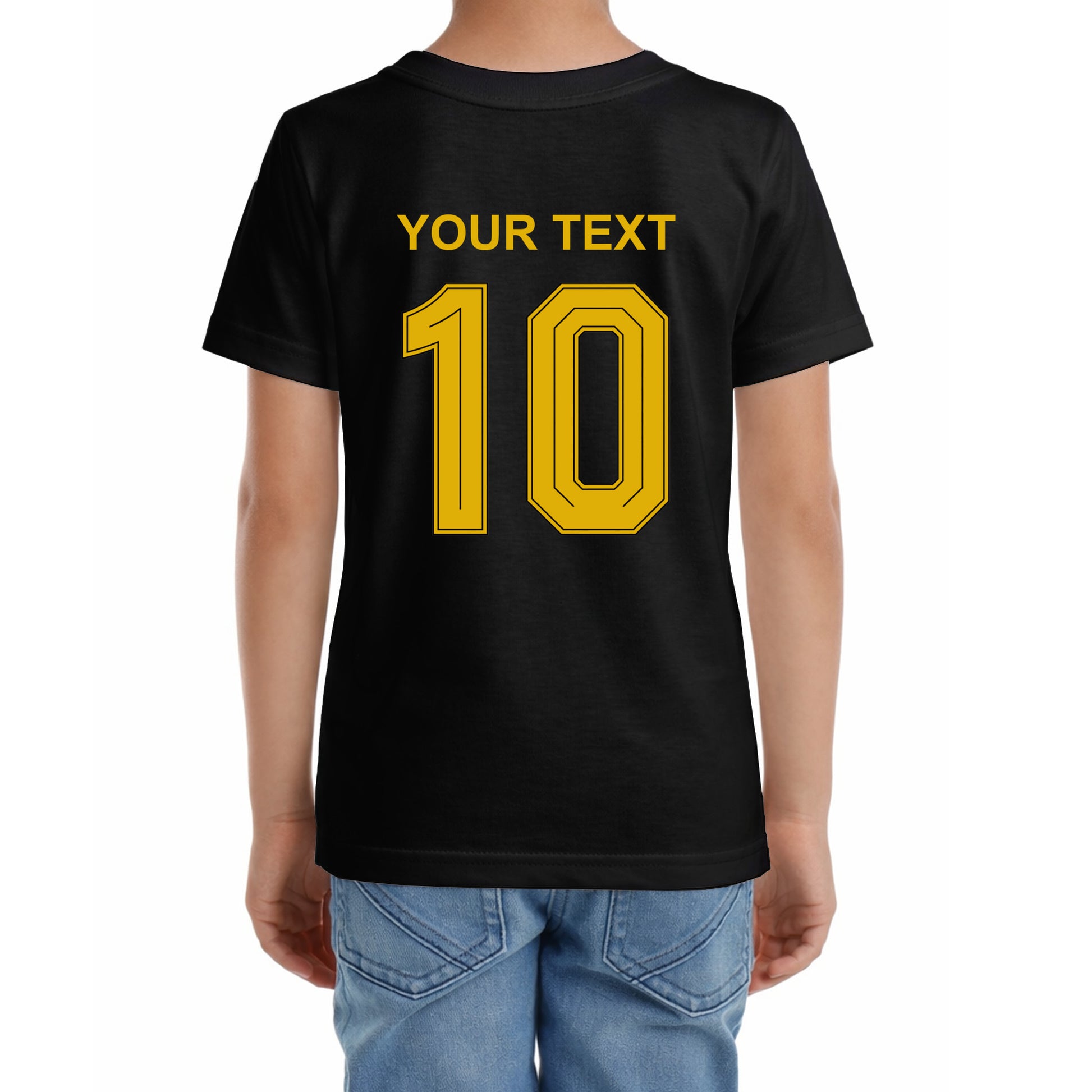Kinder Fußball-T-Shirt mit Nummer 10 Brasilien – eigener Text vorne und hinten