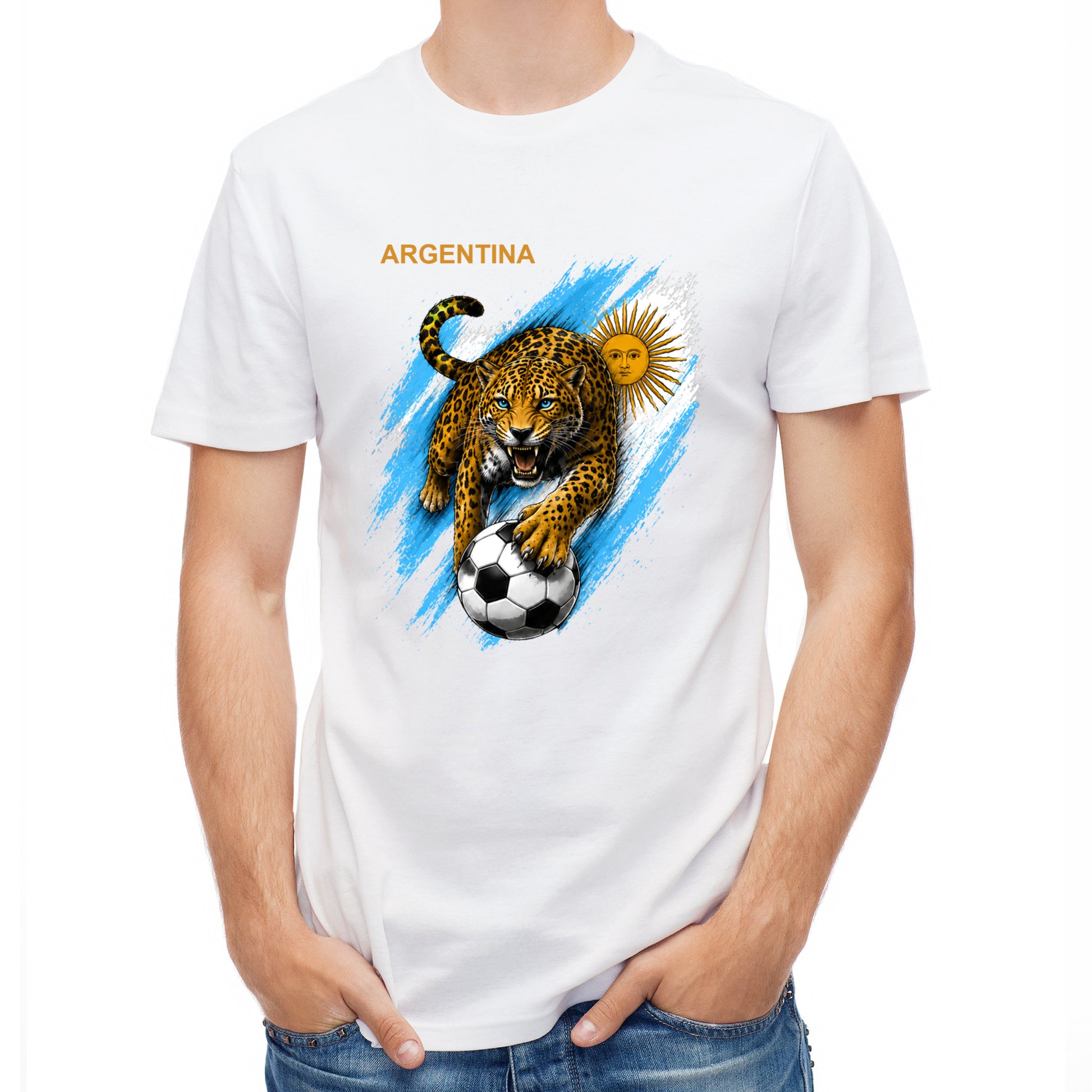 Herren Fußball-T-Shirt mit Nummer 7 Argentinien – eigener Text vorne und hinten
