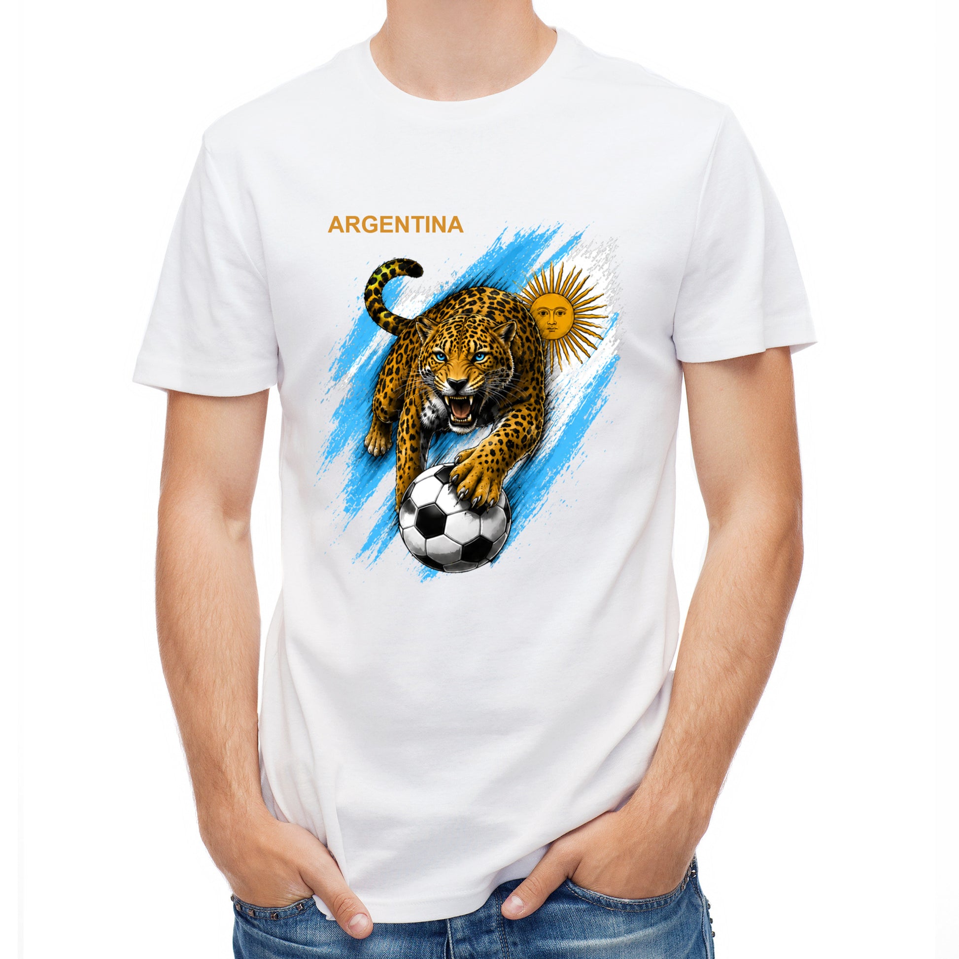 Herren Fußball-T-Shirt mit Nummer 11 Argentinien – eigener Text vorne und hinten