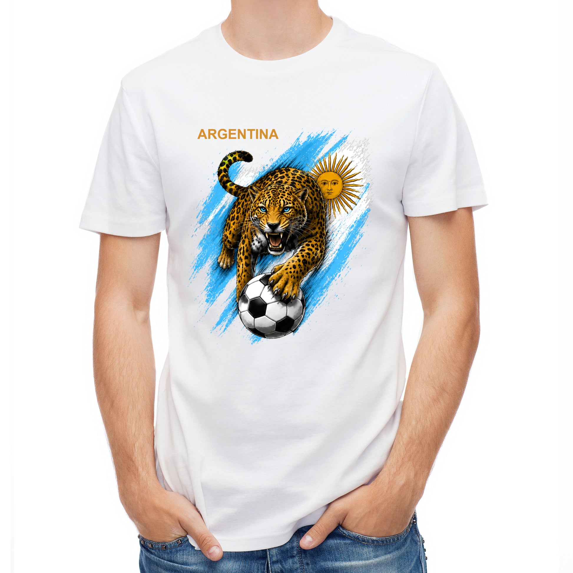 Herren Fußball-T-Shirt mit Nummer 10 Argentinien – eigener Text vorne und hinten